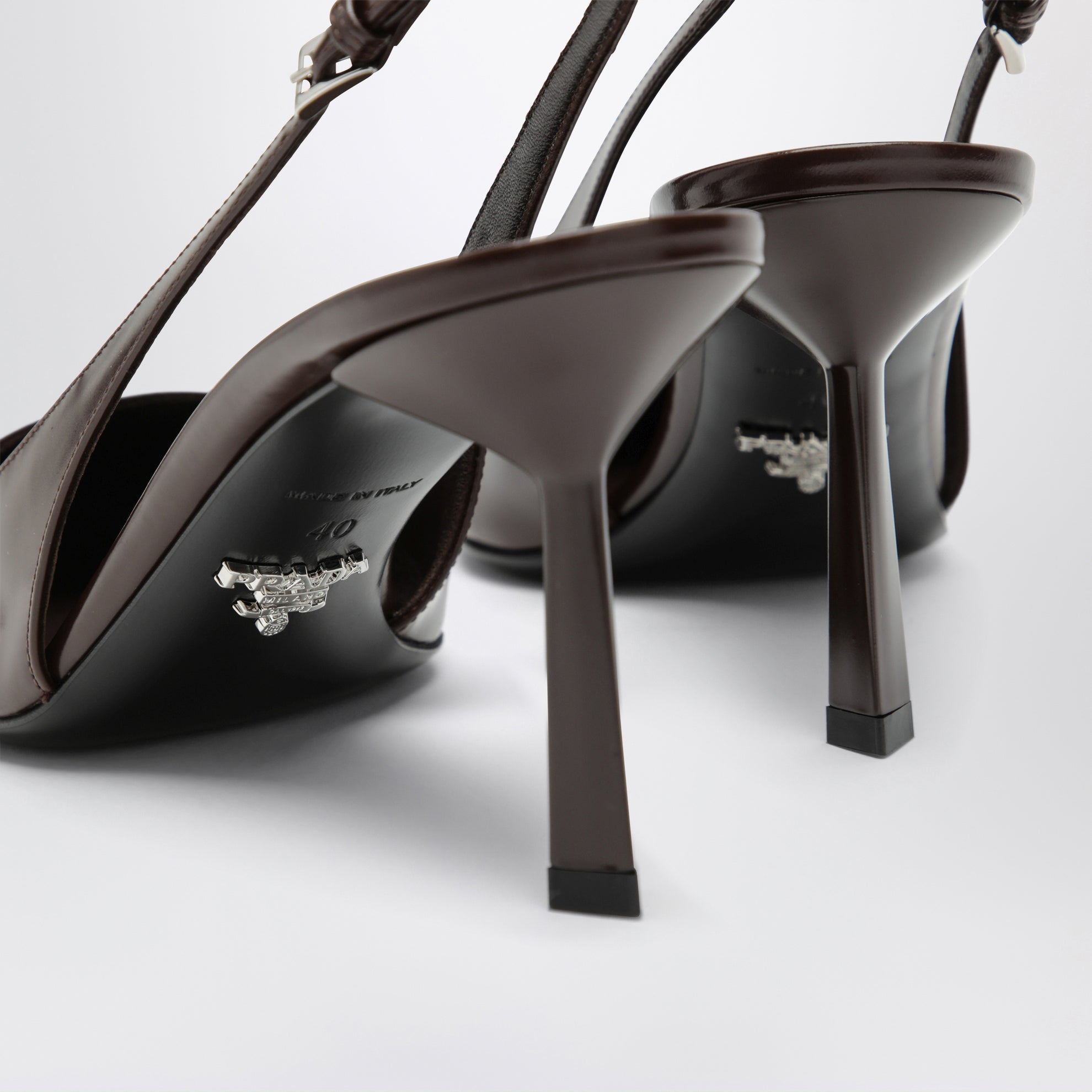 Burnt leather slingback pumps