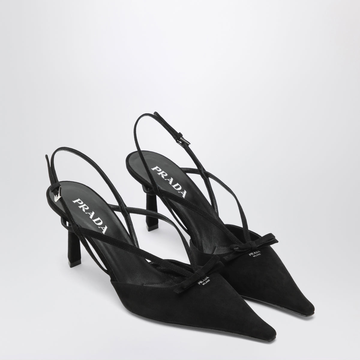 Escarpins slingback noirs en daim