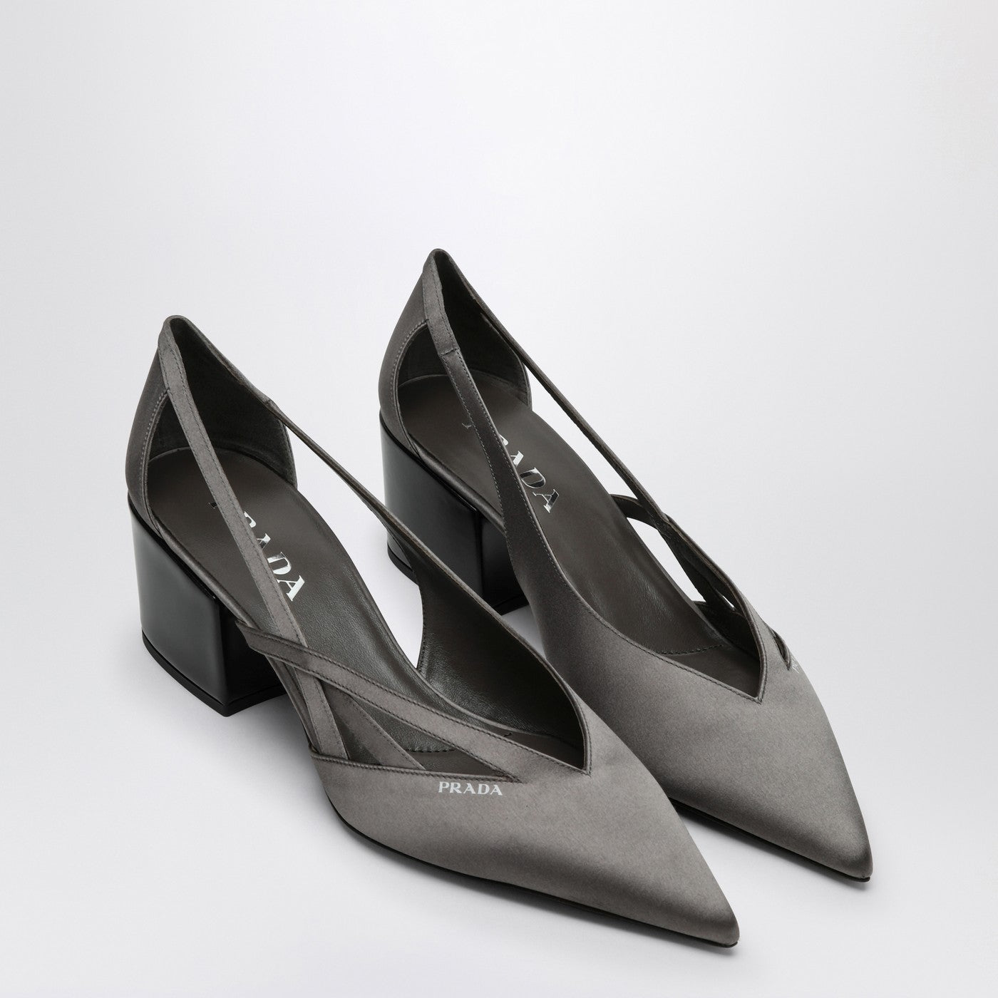 Slate grey satin décolleté with cut out