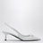 White patent leather slingback pumps