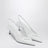 White patent leather slingback pumps