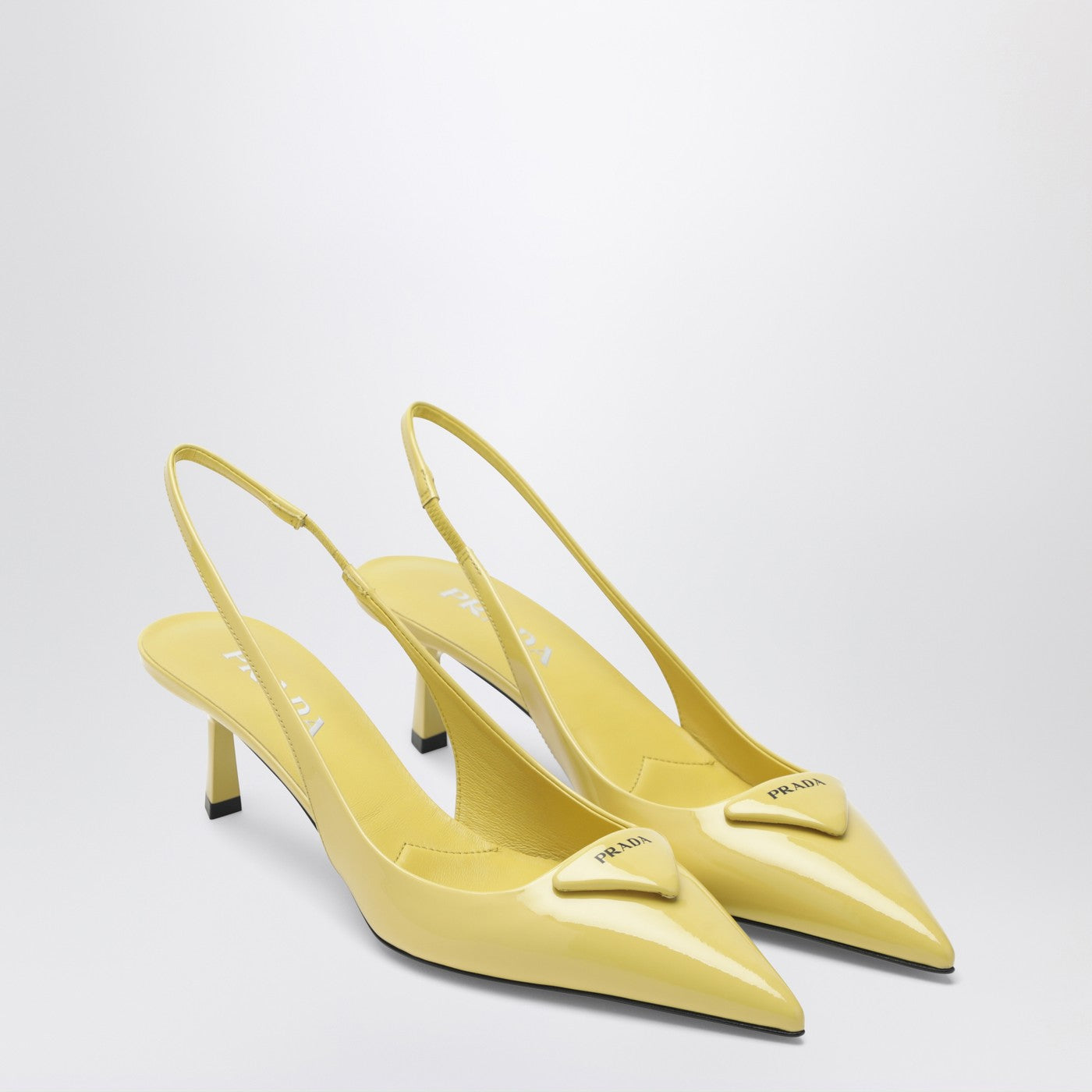 Prada Pineapple-coloured patent leather slingback pumps | TheDoubleF