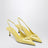 Pineapple-coloured patent leather slingback pumps