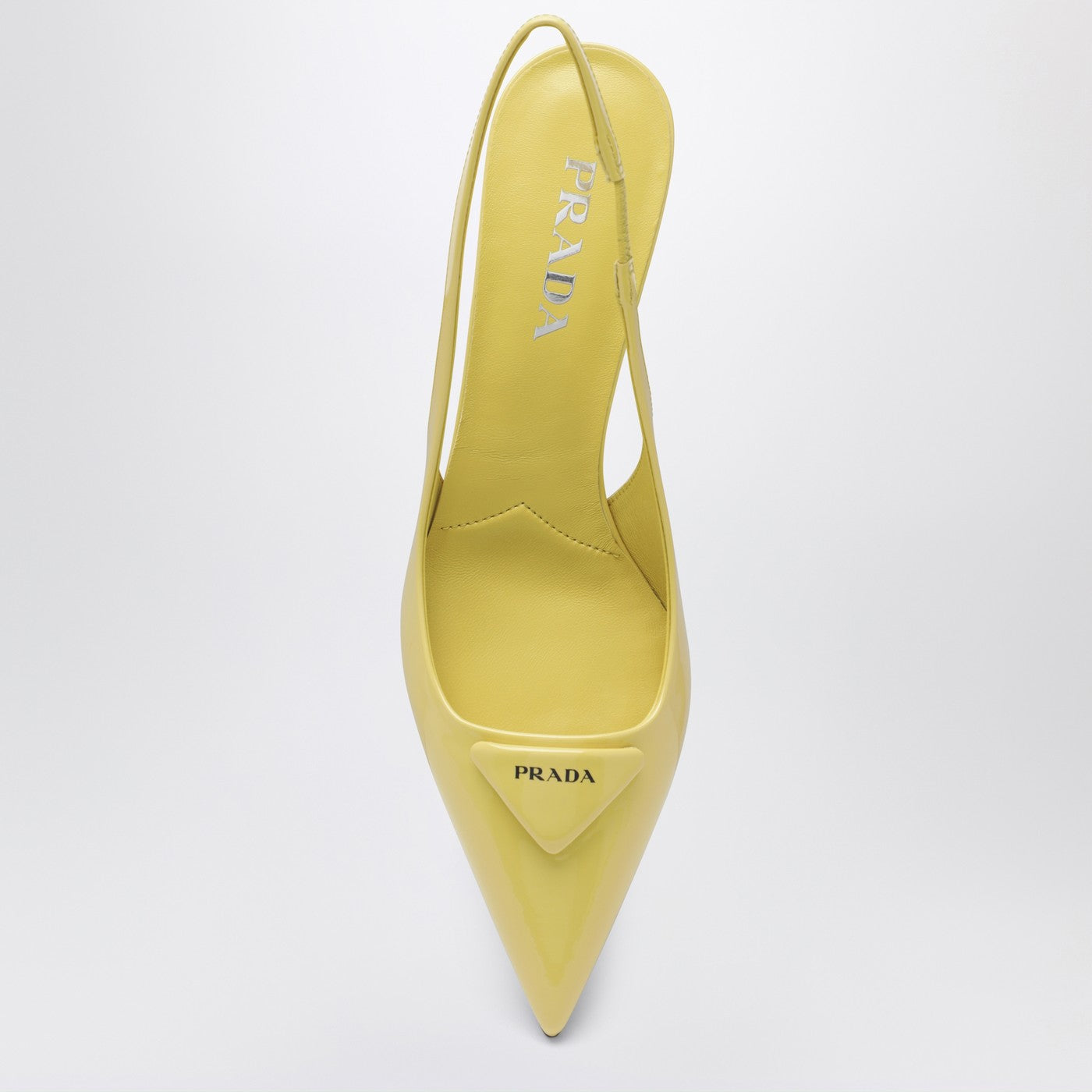 Prada Pineapple-coloured patent leather slingback pumps | TheDoubleF