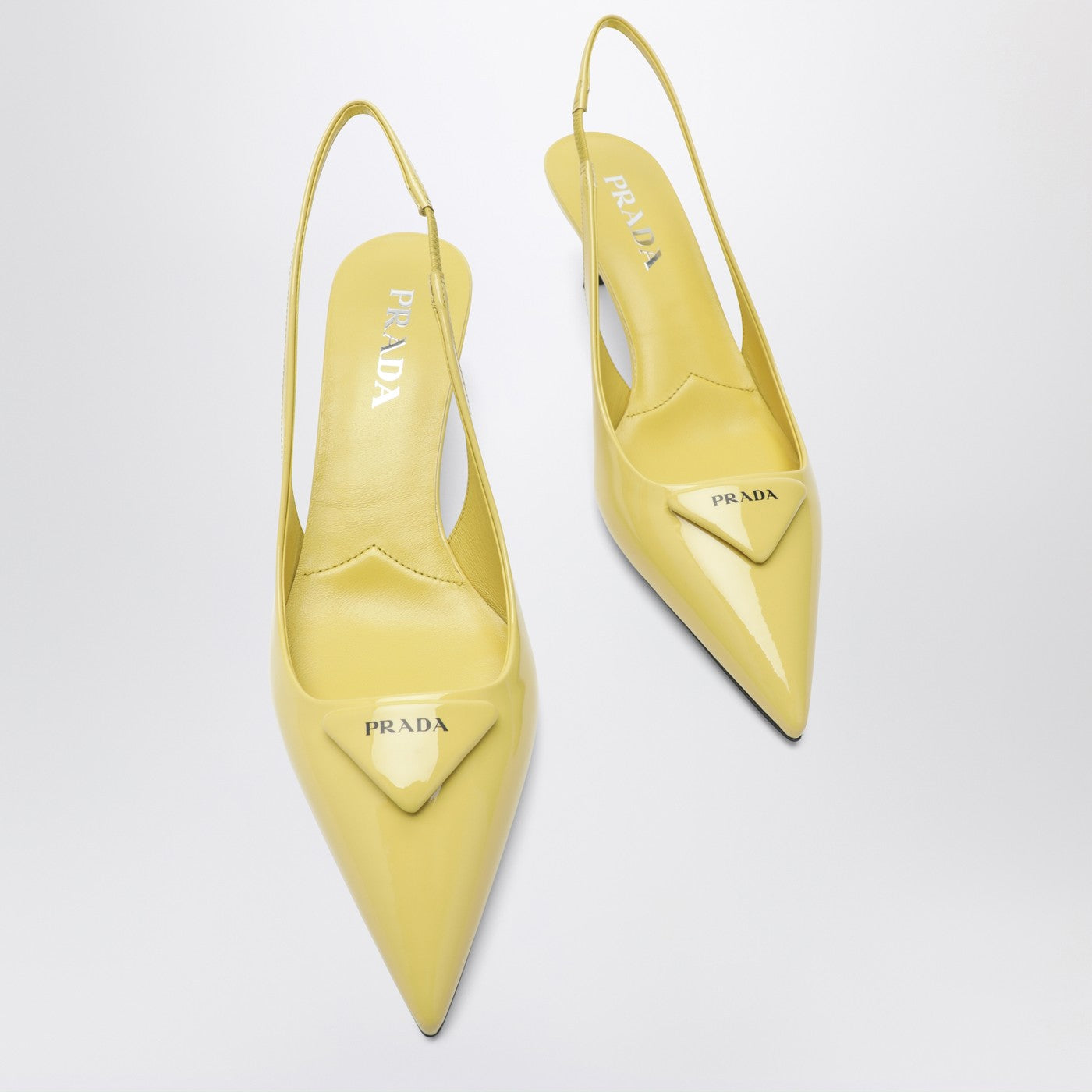 Prada Pineapple-coloured patent leather slingback pumps | TheDoubleF