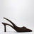 Dark brown suede slingback pumps