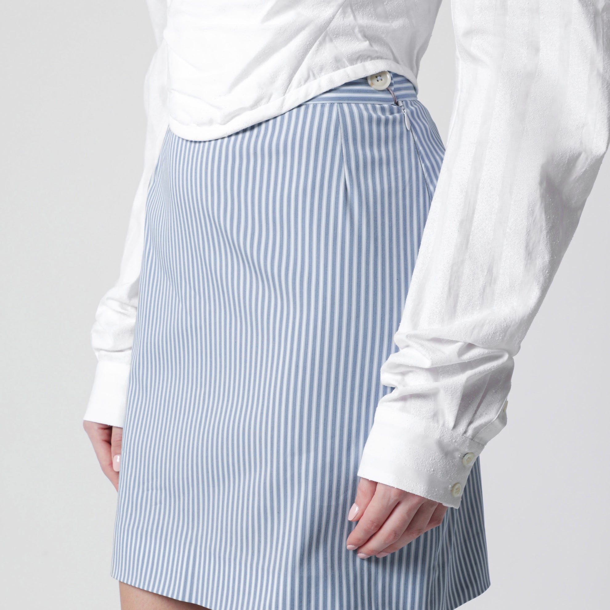 Light blue striped mini skirt