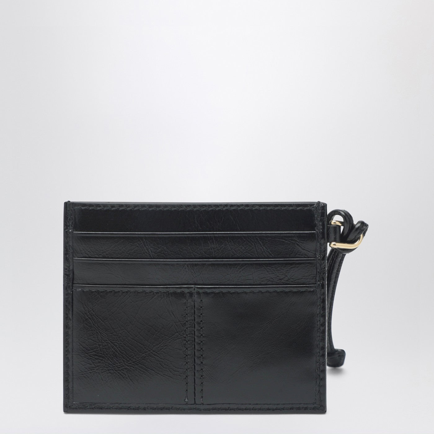 Porte-cartes en cuir noir avec logo triangle