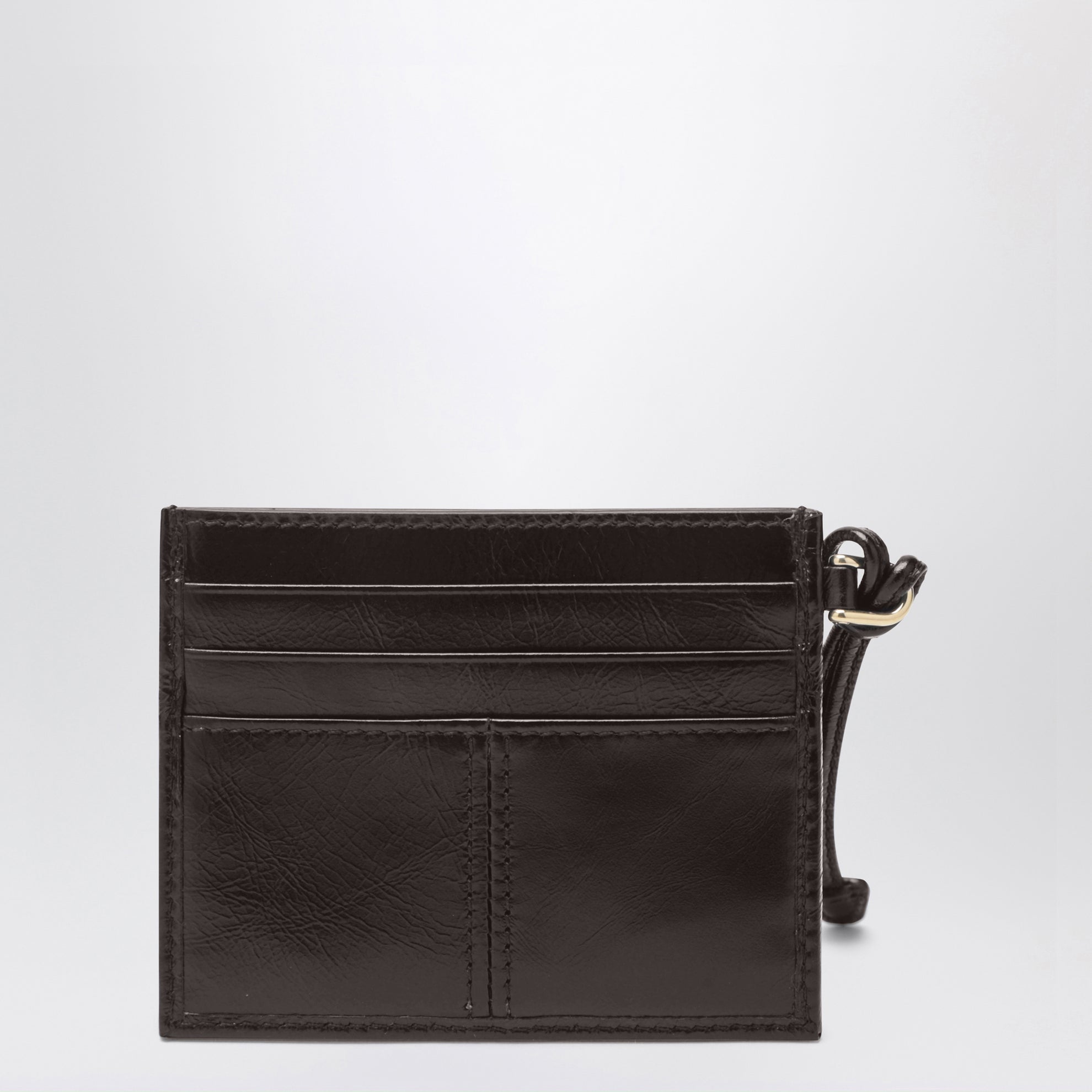 Porte-cartes en cuir couleur Marron foncé avec logo triangle