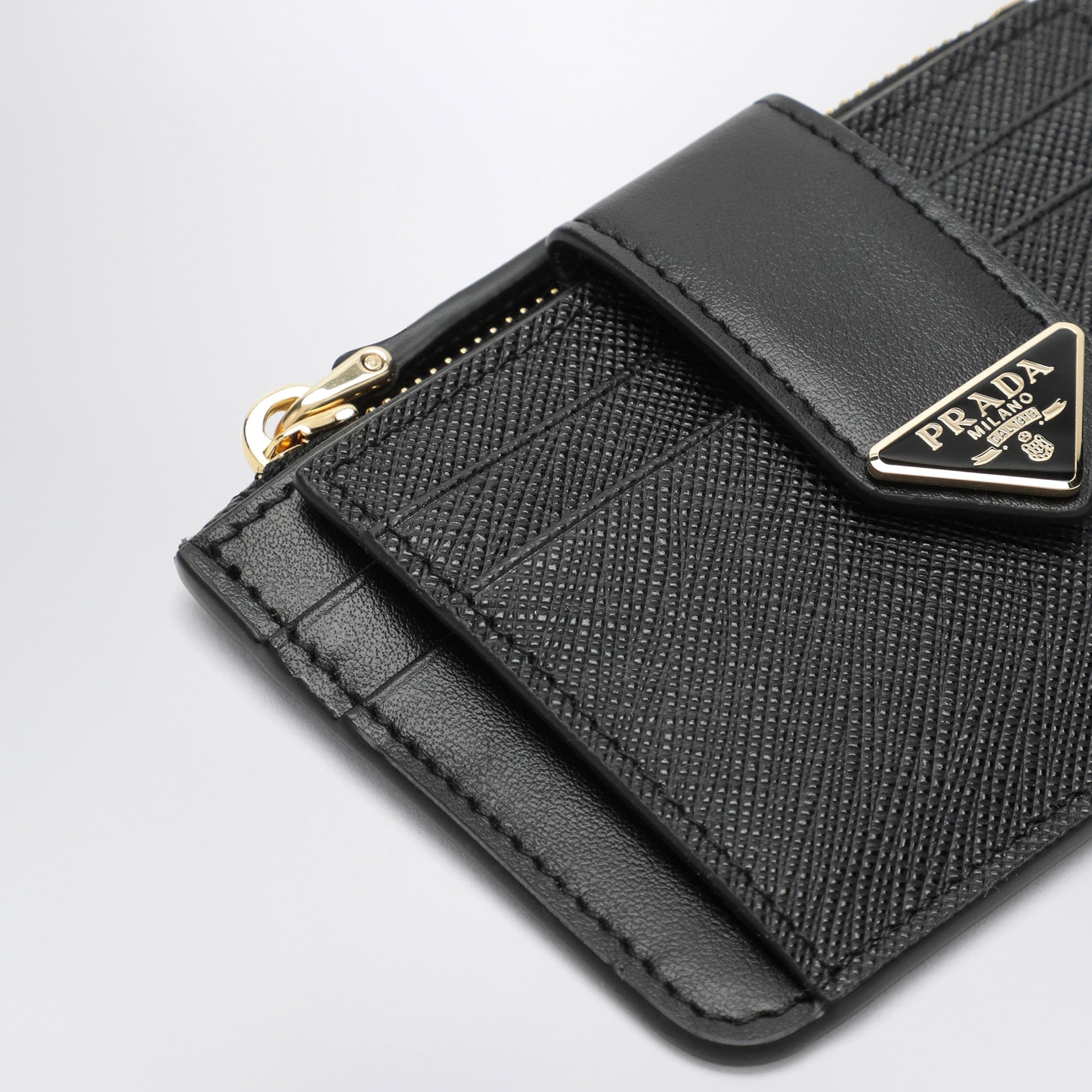 Black Saffiano leather card holder