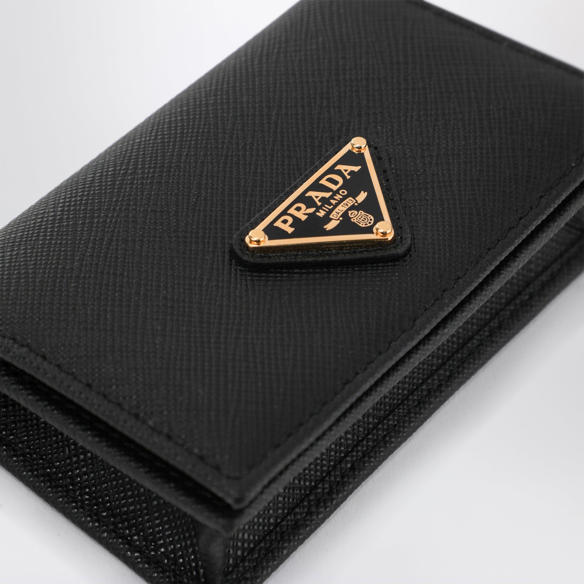 Black Saffiano leather card case