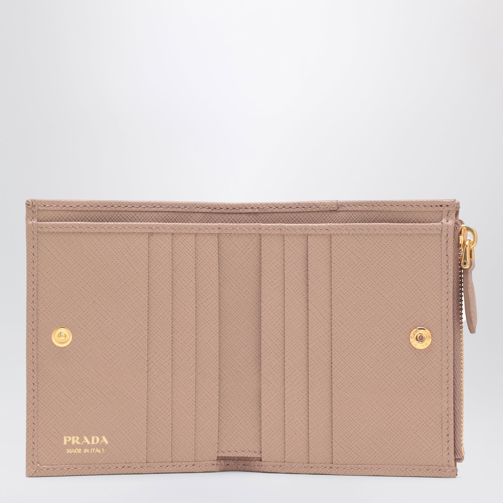 Powder pink Saffiano leather wallet