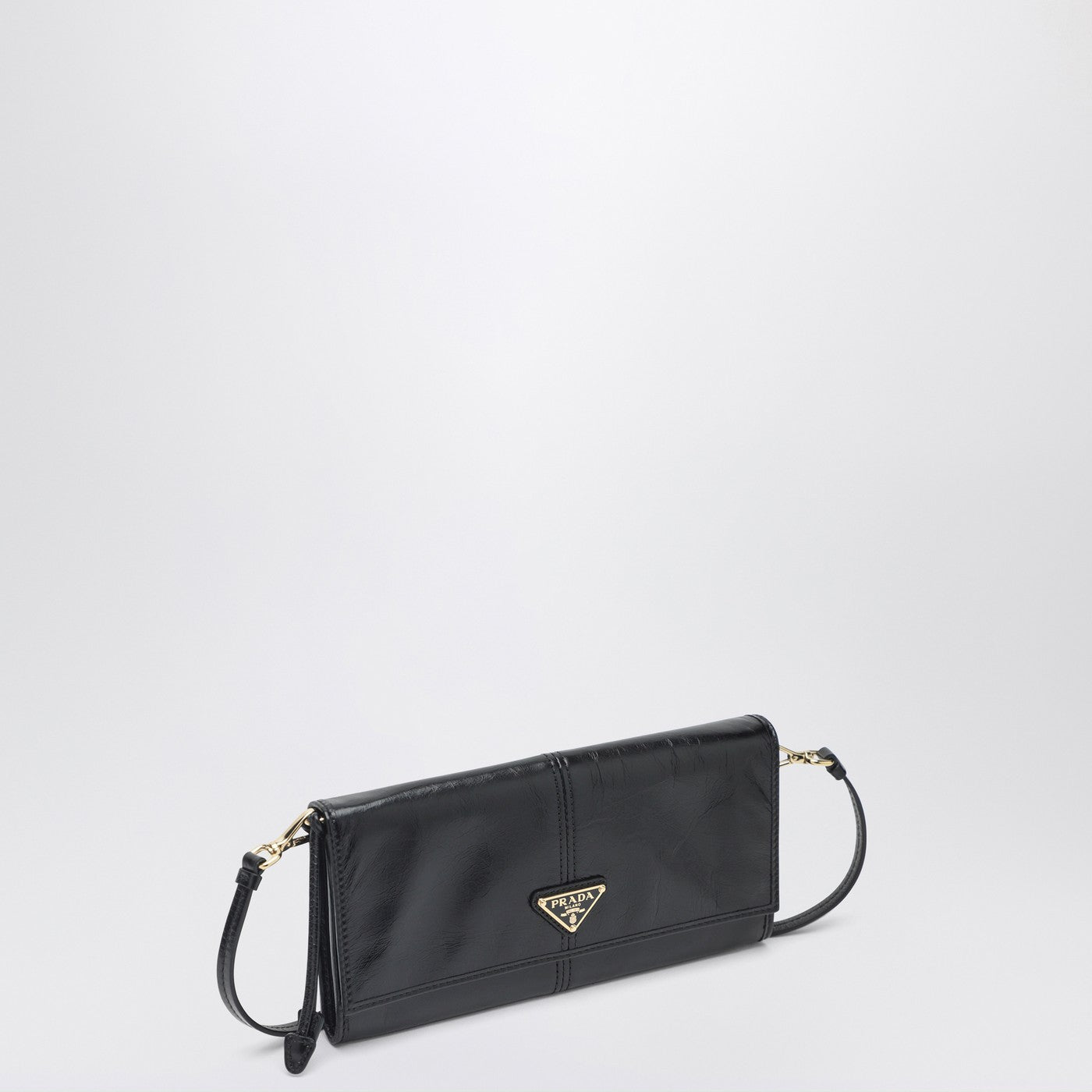 Portafoglio con tracolla in pelle nero
