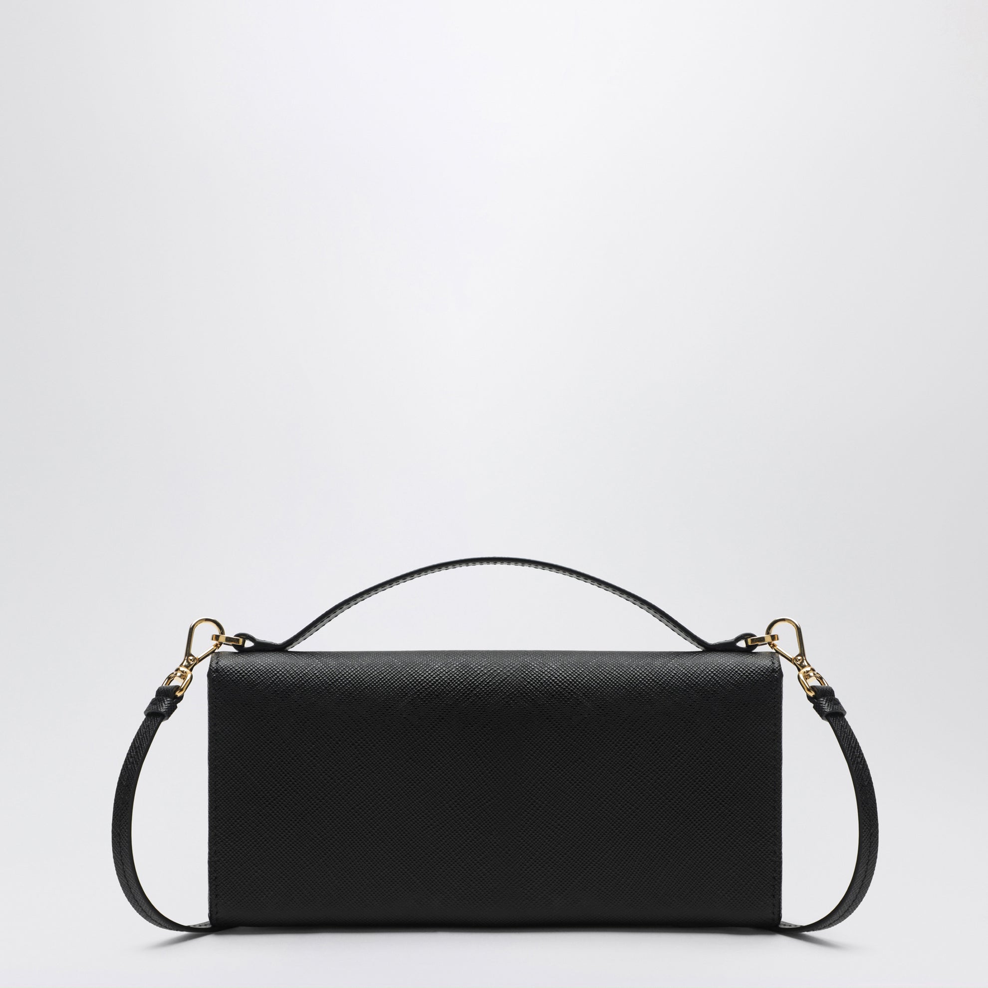 Black Saffiano wallet with shoulder strap