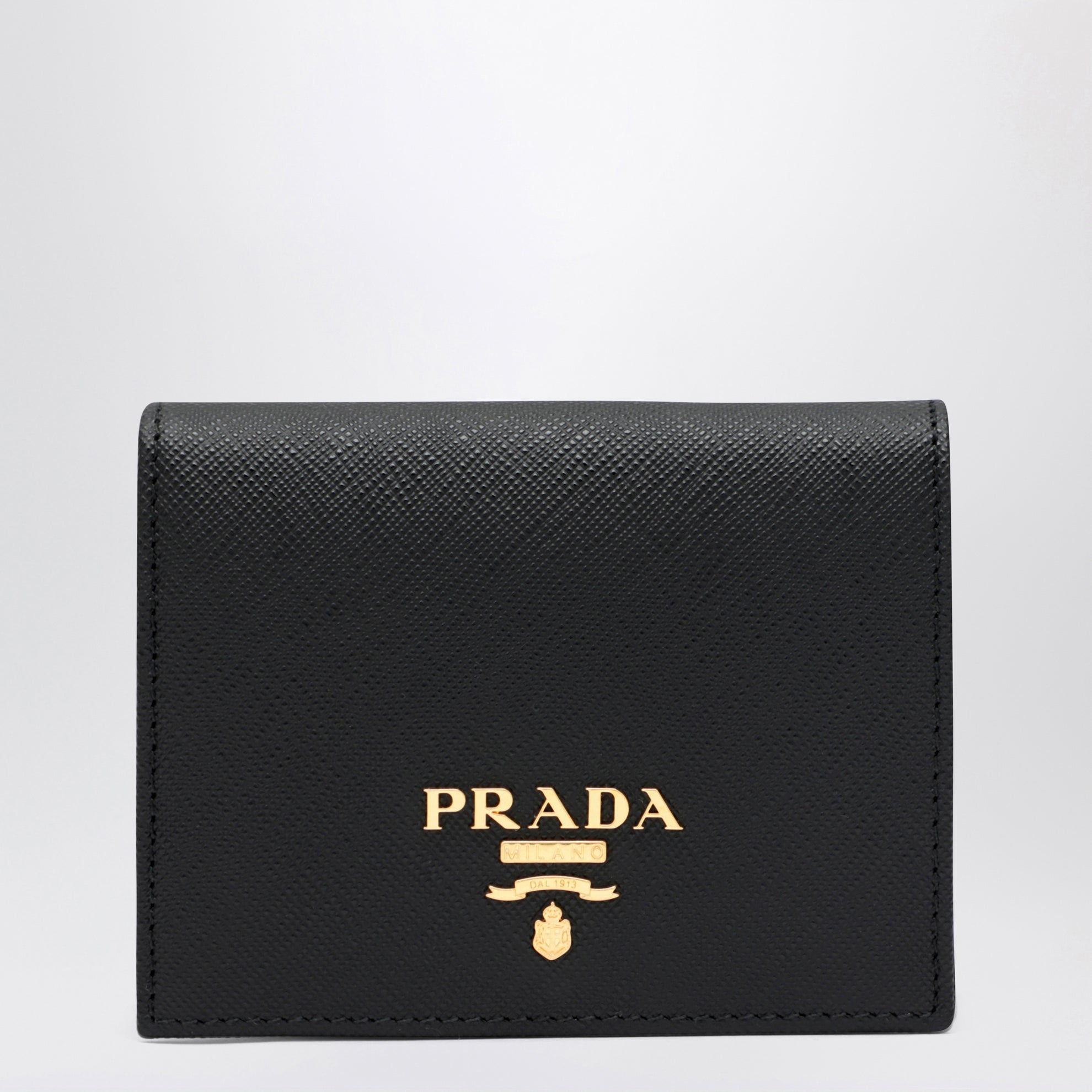 Petit portefeuille noir en cuir saffiano