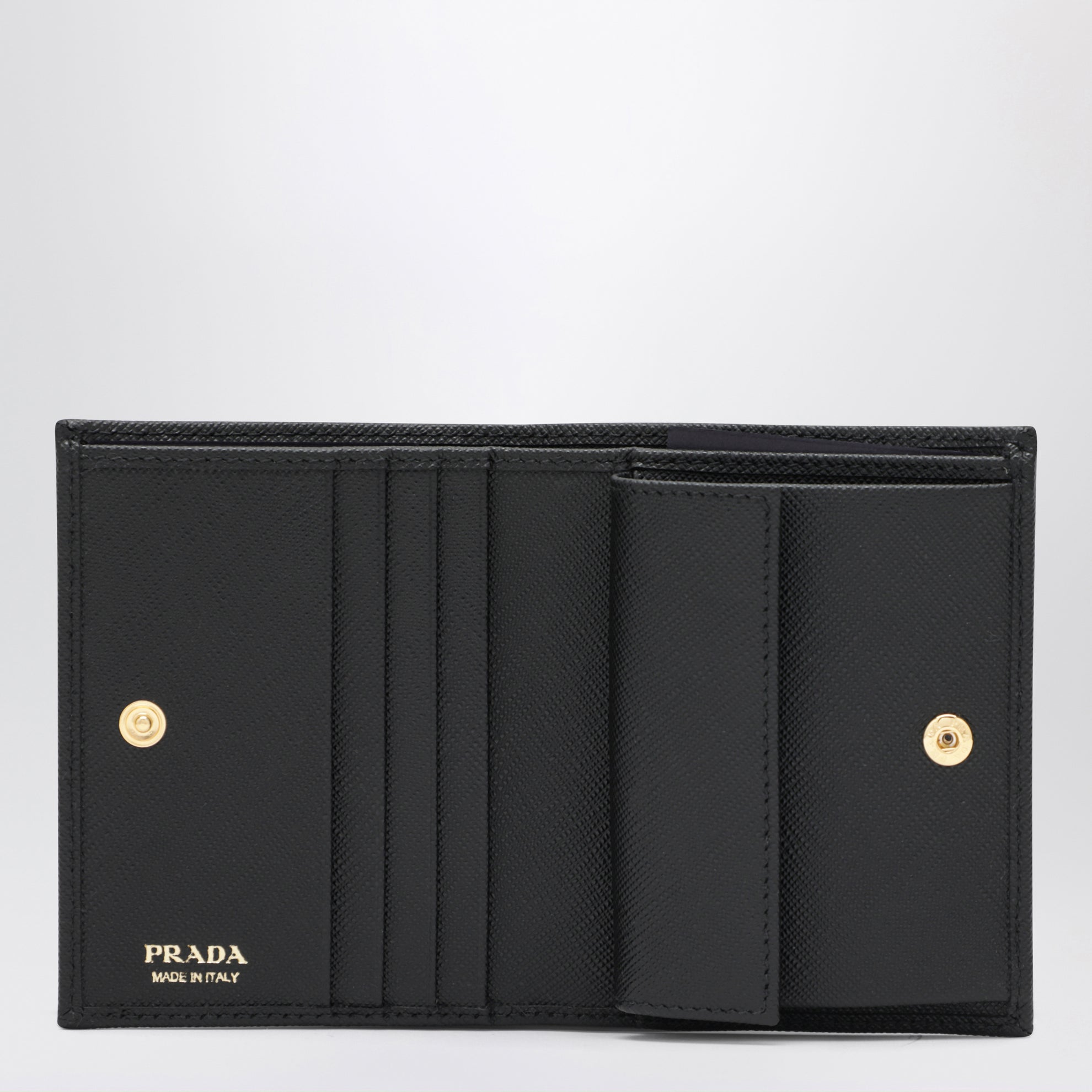 Petit portefeuille noir en cuir saffiano