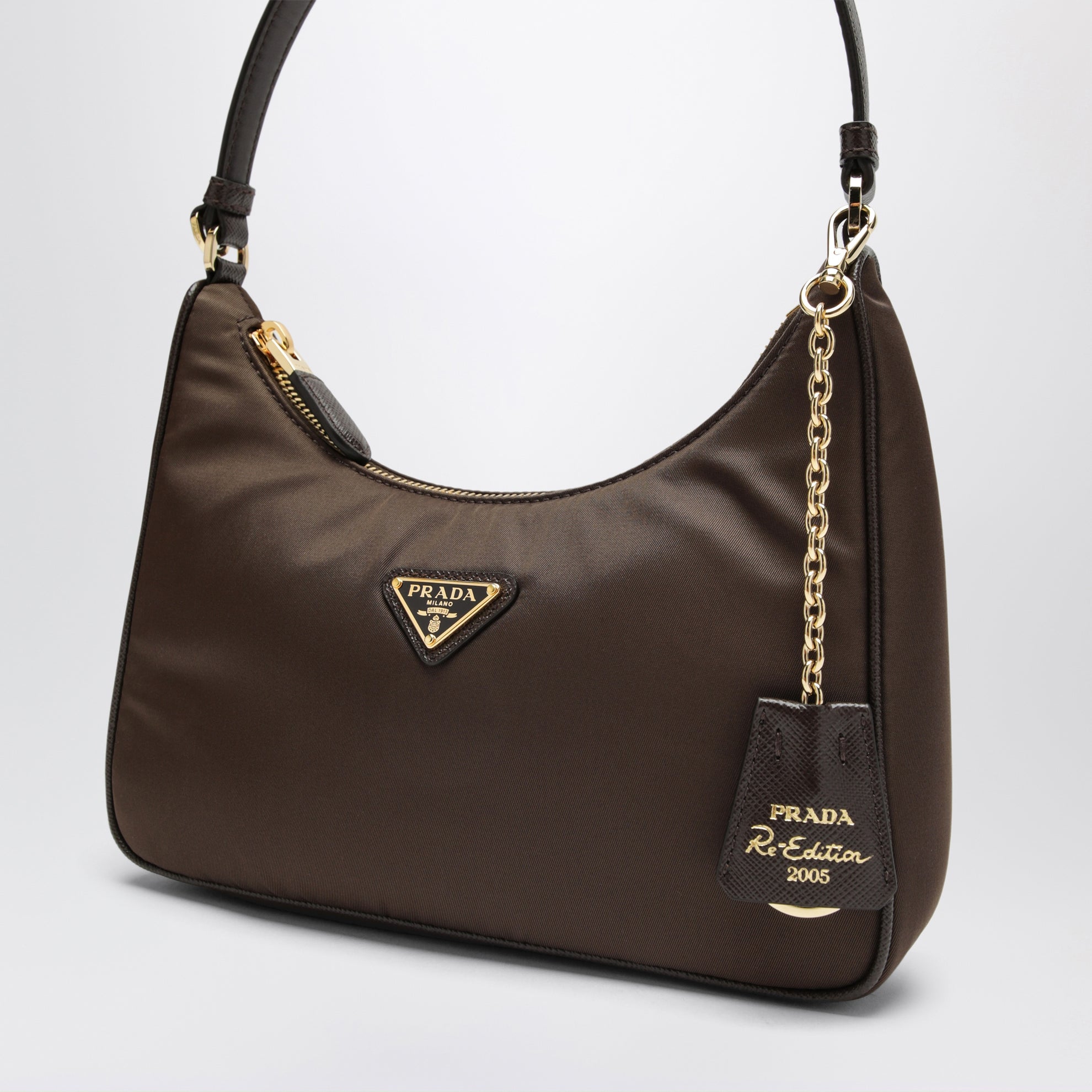 Borsa Re-Edition 2005 in Re-Nylon e Saffiano color bruciato