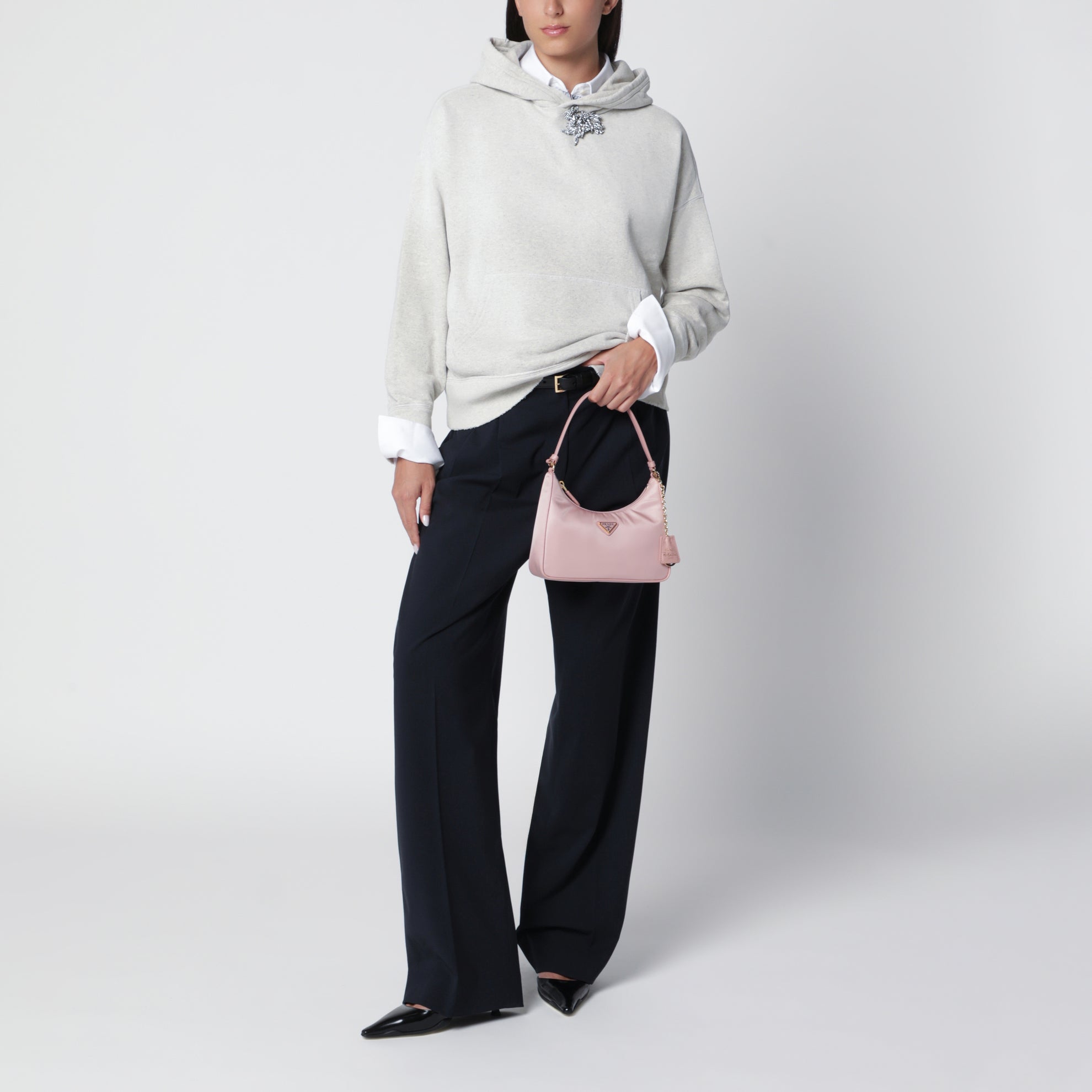 Re-Edition 2005 bag in Pesco pink Re-Nylon and Saffiano leather