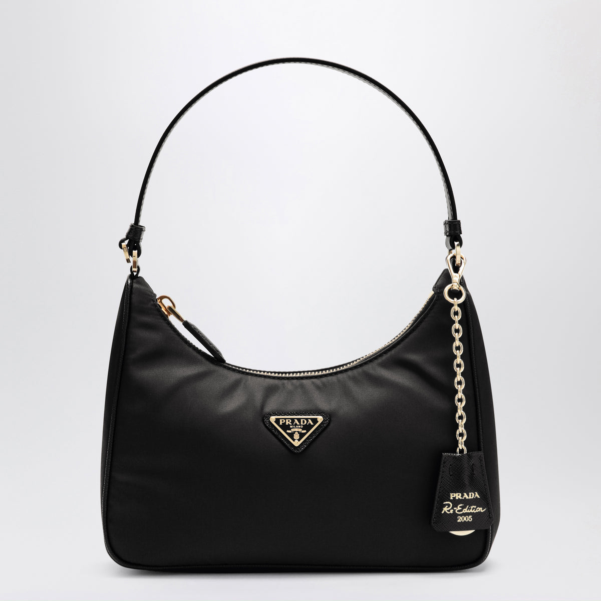 Re-Edition 2005 bag in black Re-Nylon and Saffiano leather