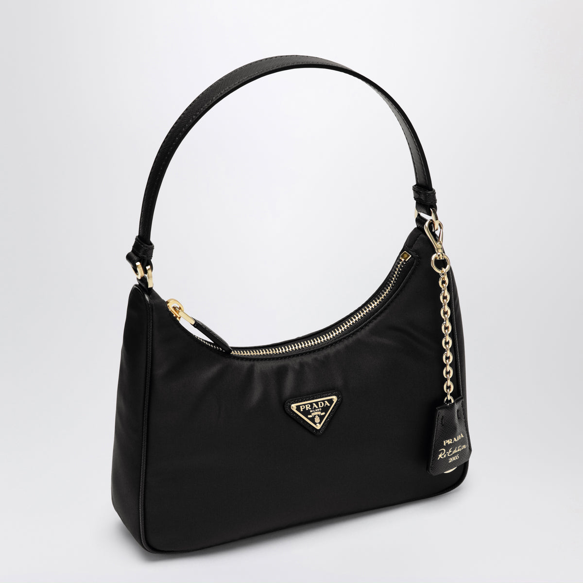 Re-Edition 2005 bag in black Re-Nylon and Saffiano leather