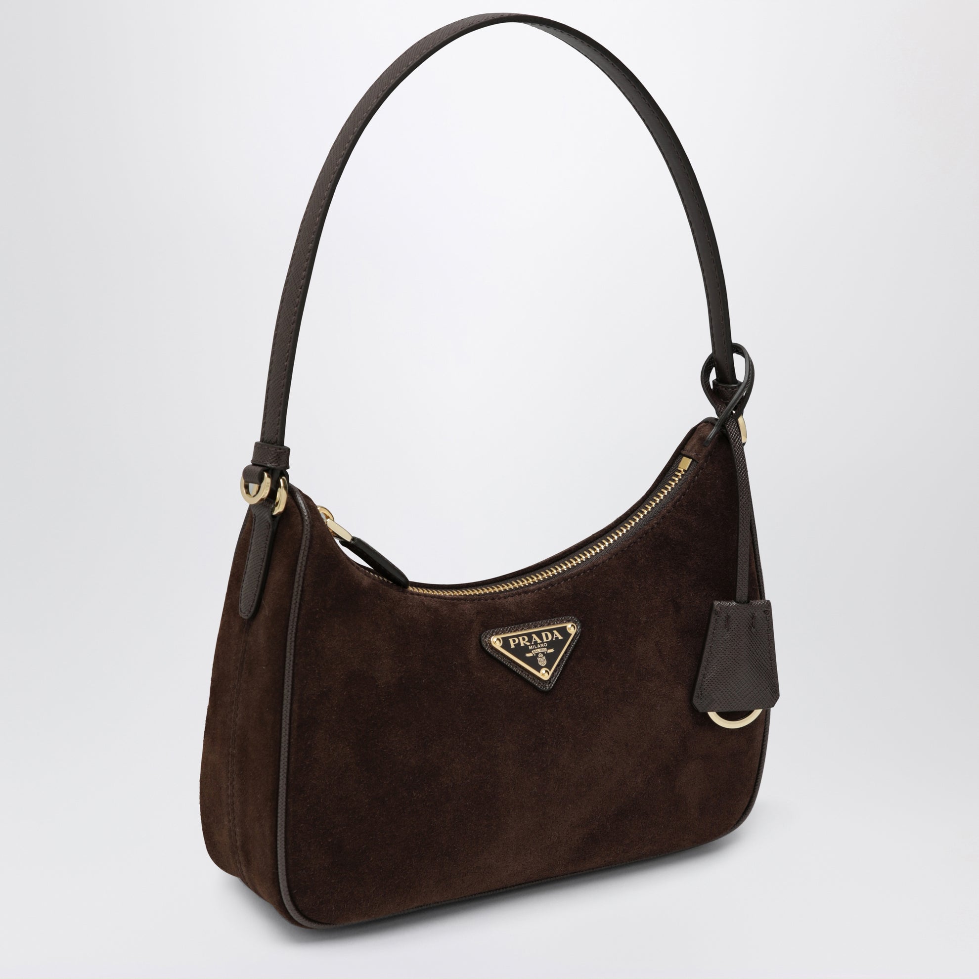 Prada Re-Edition 2005 mini bag in Moro suede leather