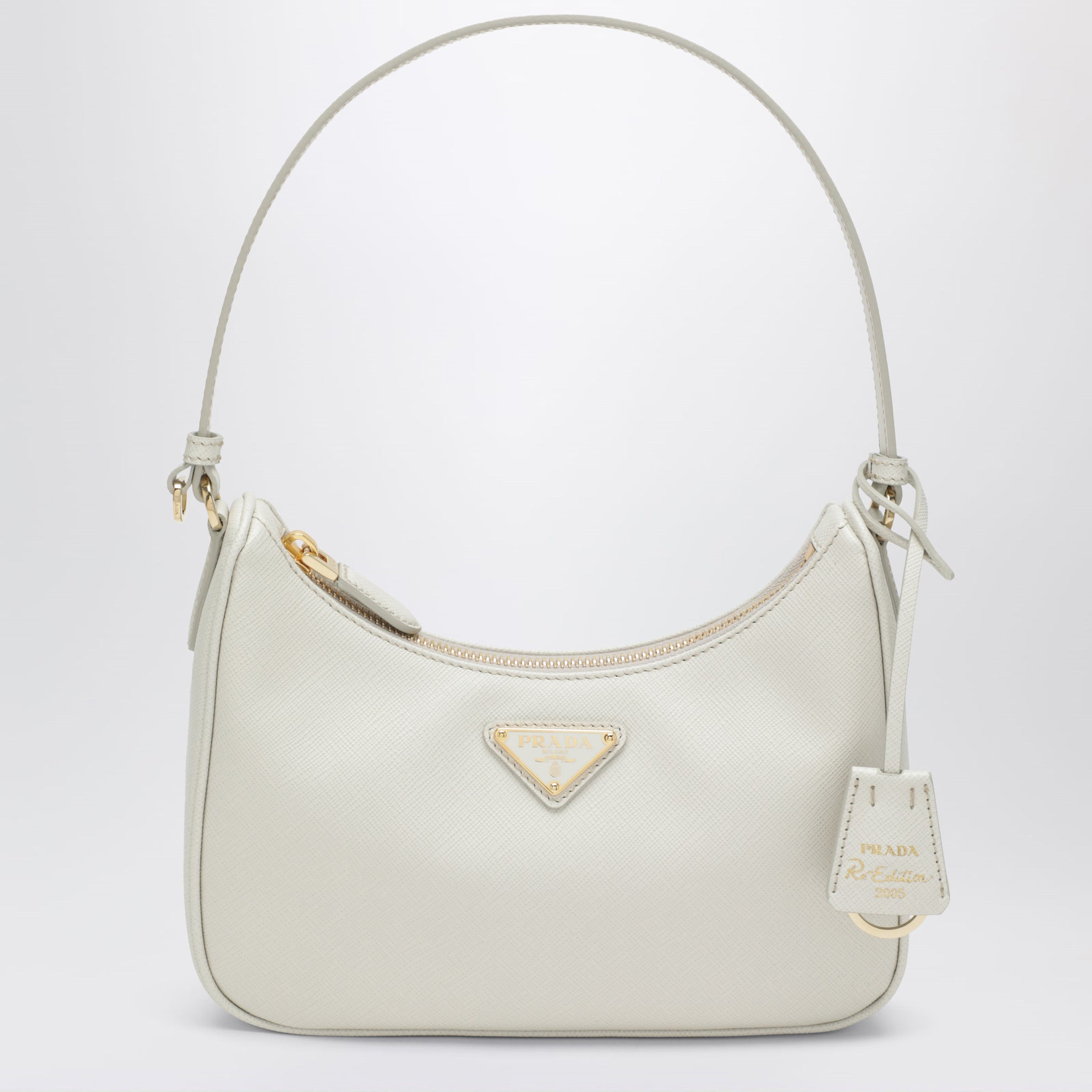 Mini borsa Prada Re-Edition 2005 in Saffiano color talco
