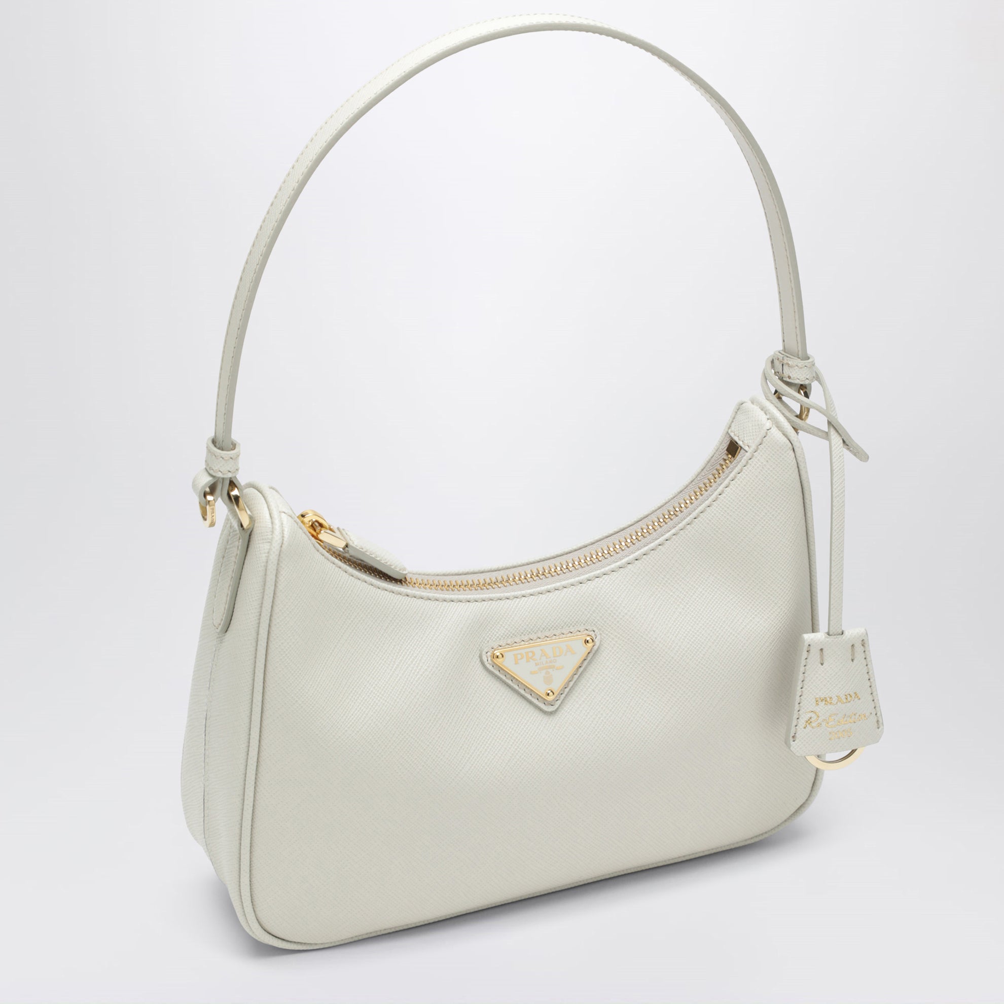 Mini borsa Prada Re-Edition 2005 in Saffiano color talco