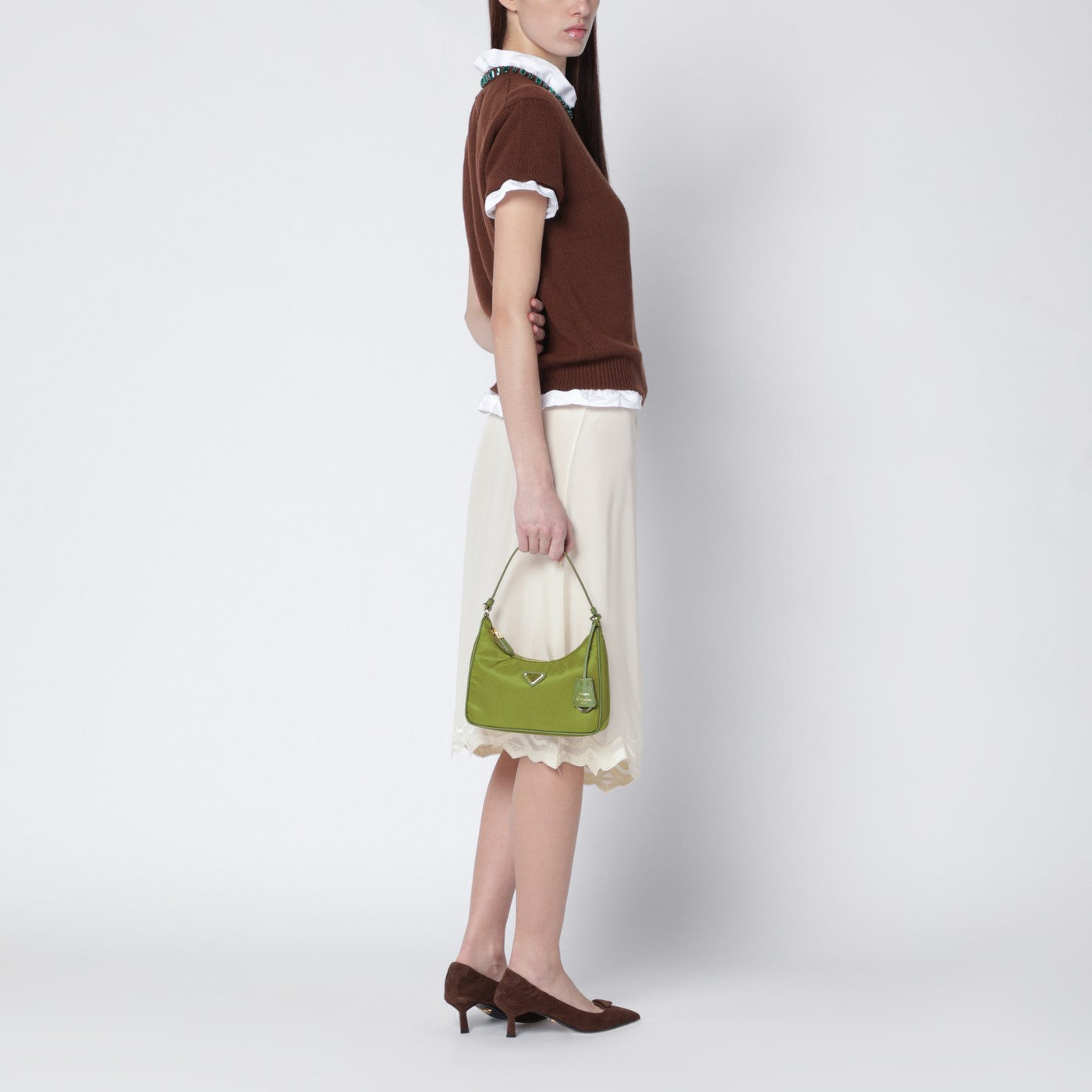 Mini sac Re-Edition 2005 en Re-Nylon et Saffiano lierre