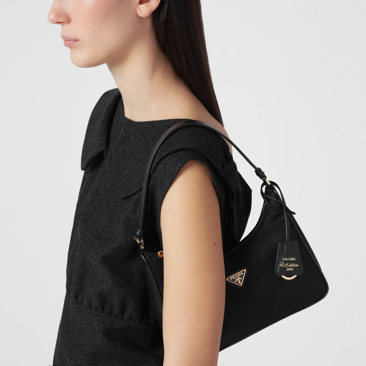 Mini borsa Re-Edition 2005 in Re-Nylon e Saffiano nera