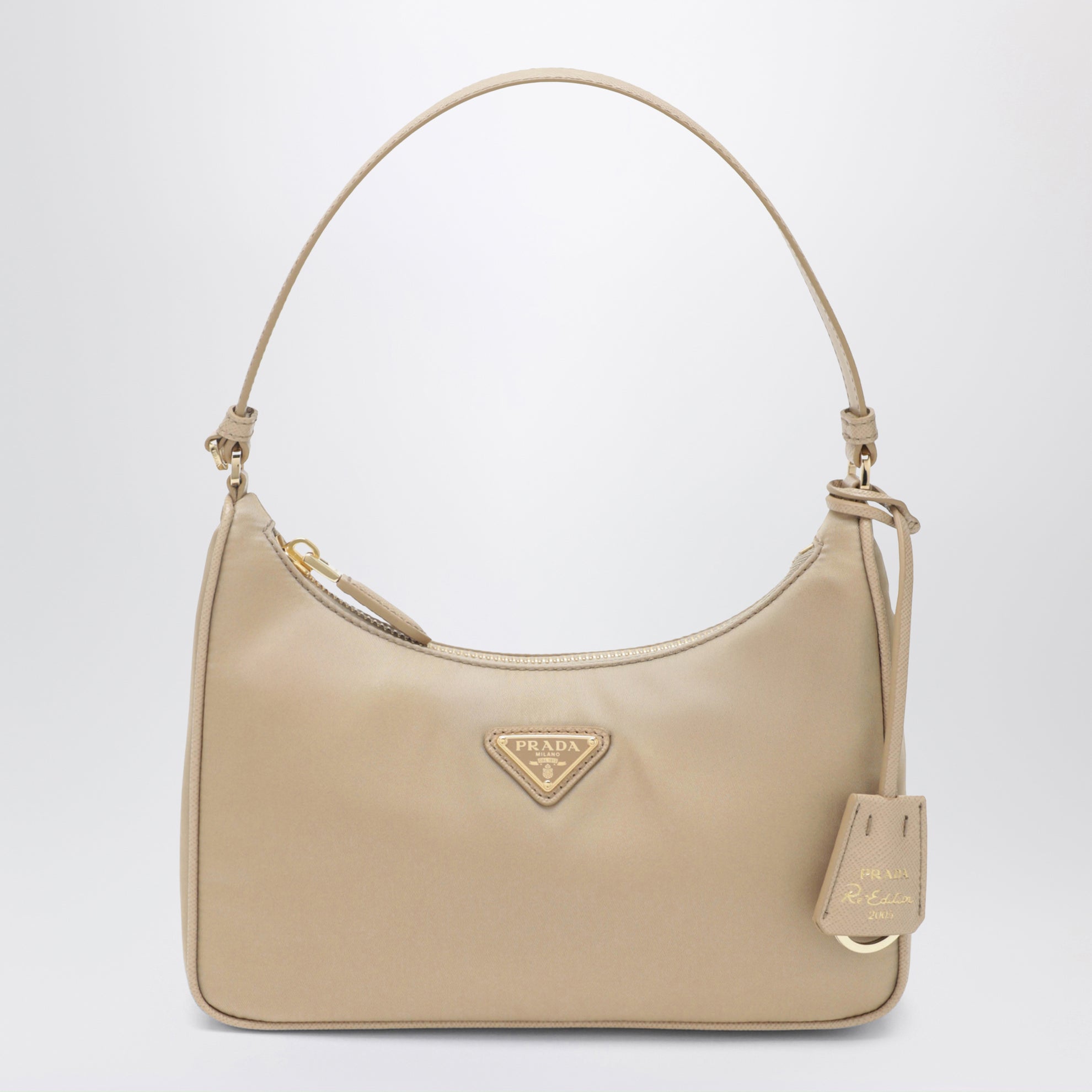 Re-Edition 2005 bag in camel Re-Nylon and Saffiano