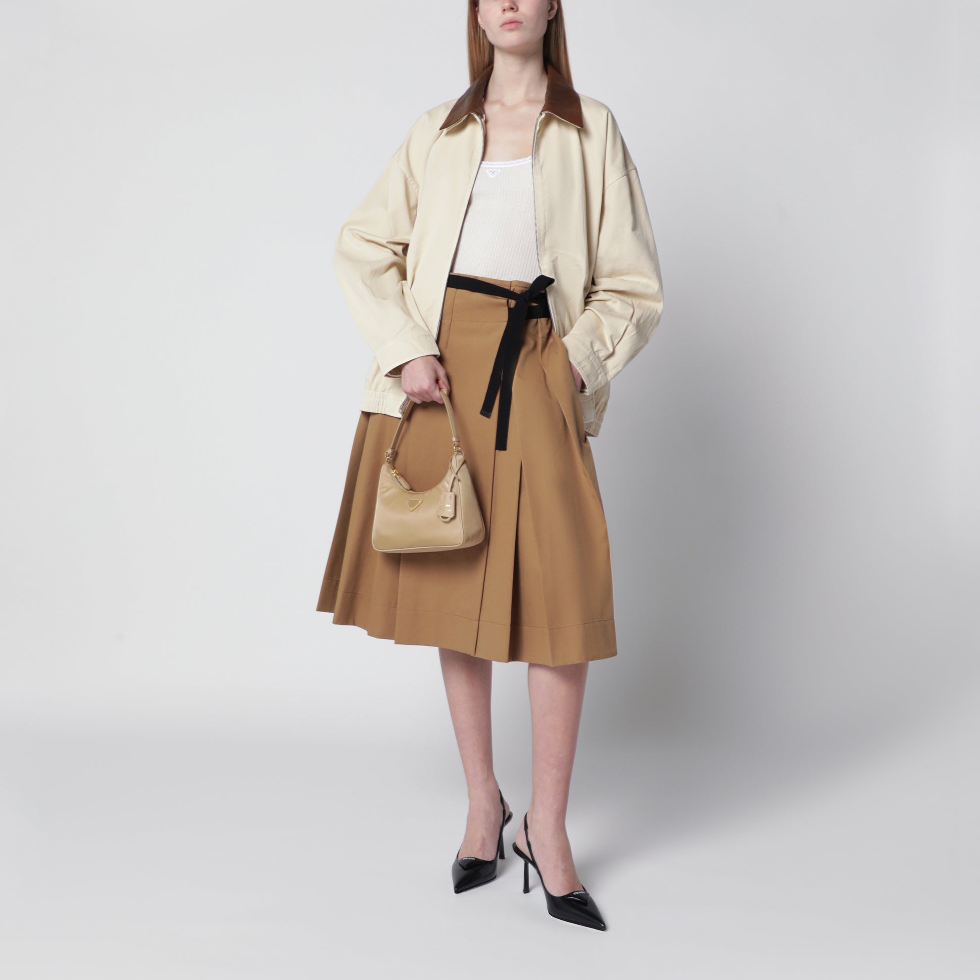 Re-Edition 2005 bag in camel Re-Nylon and Saffiano