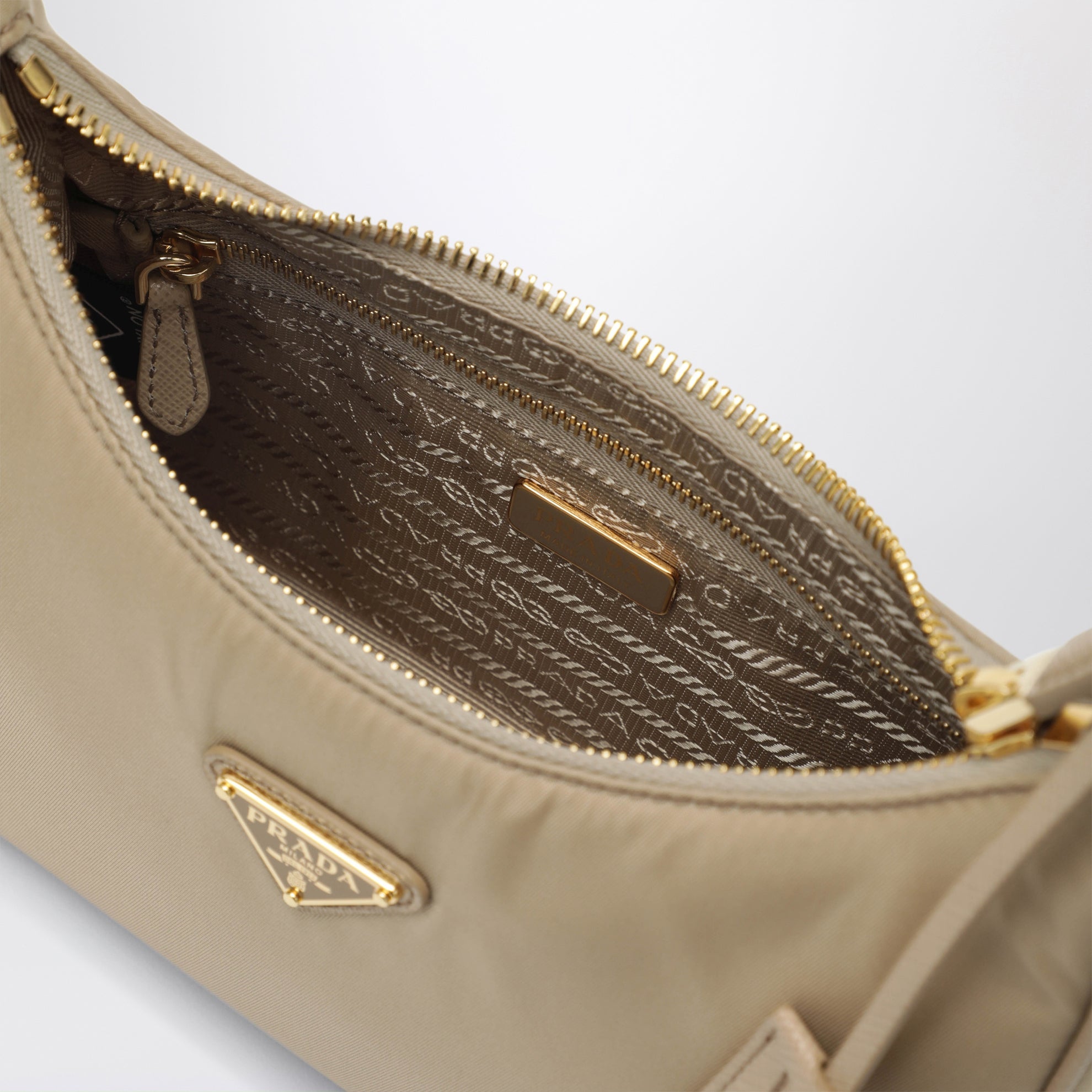 Re-Edition 2005 bag in camel Re-Nylon and Saffiano