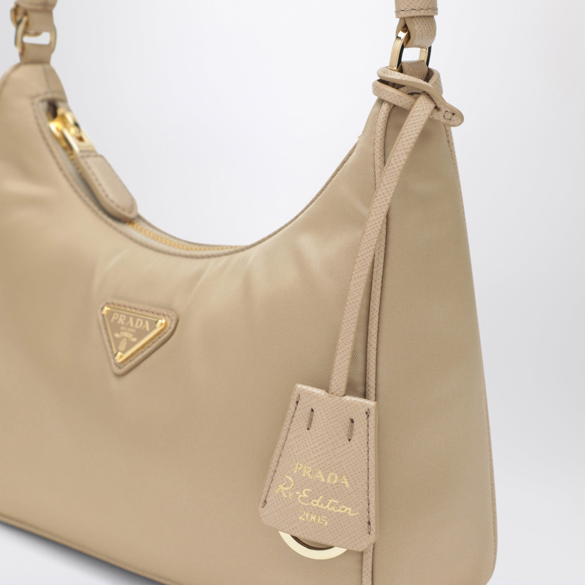 Re-Edition 2005 bag in camel Re-Nylon and Saffiano