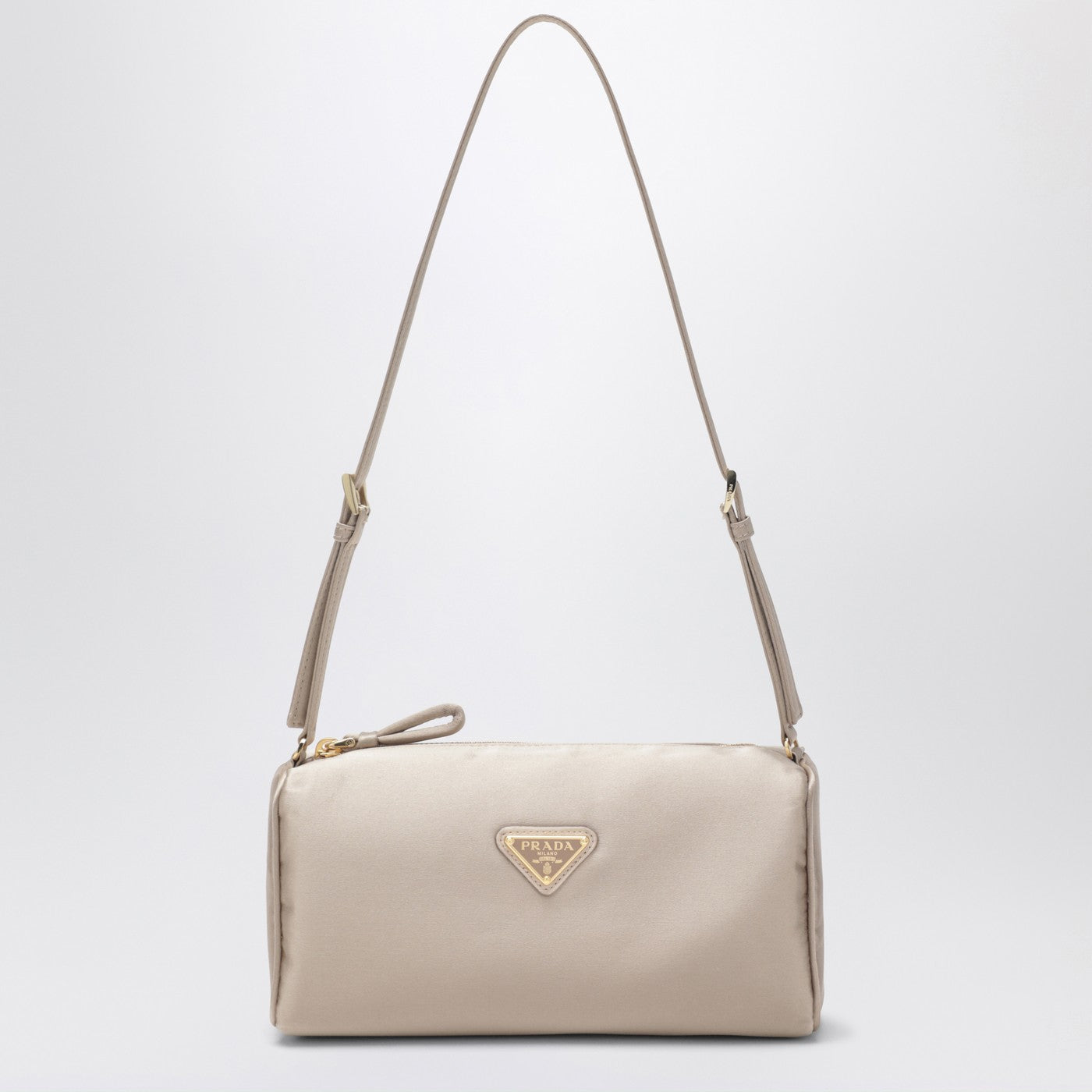 Cameo-colored satin pouch