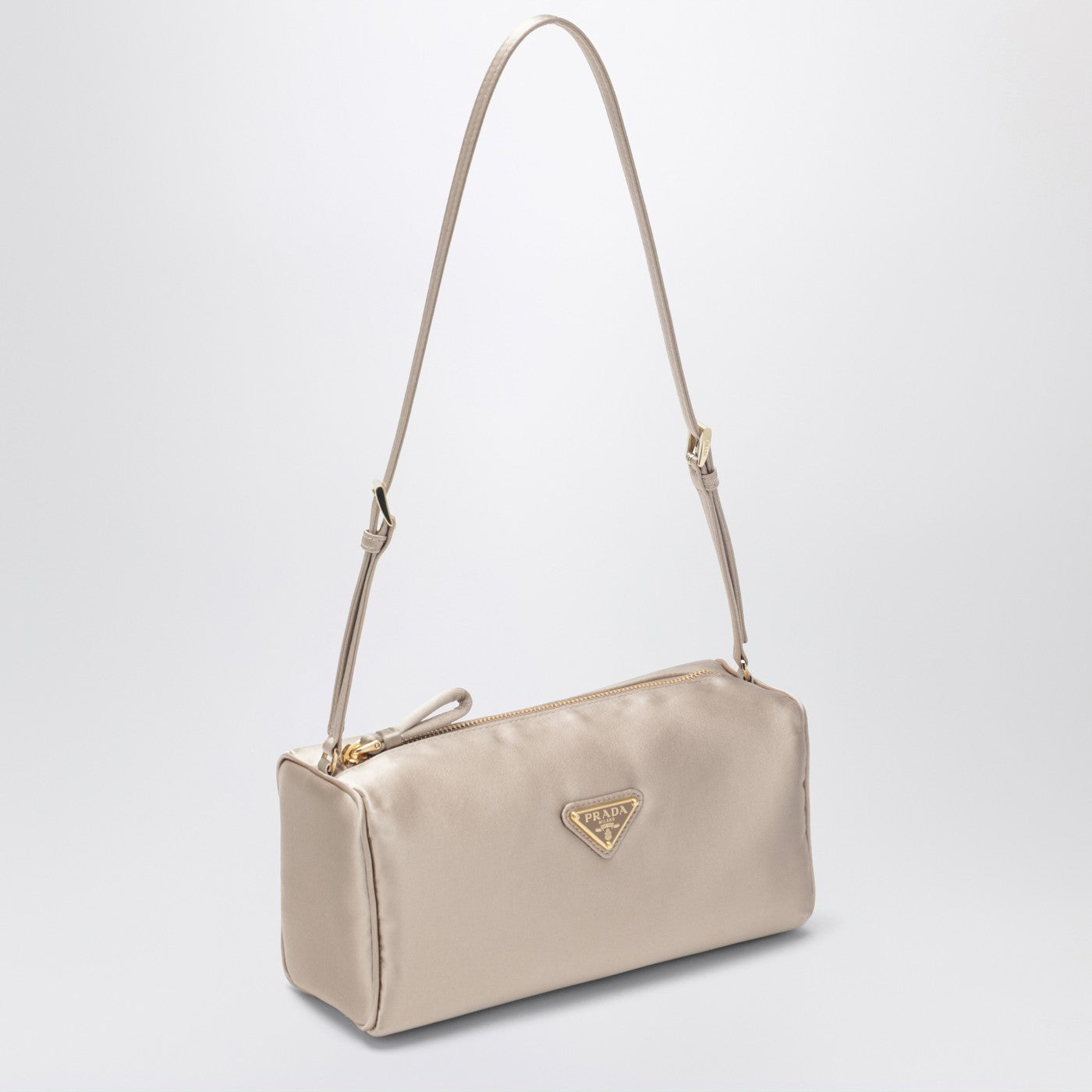 Cameo-colored satin pouch