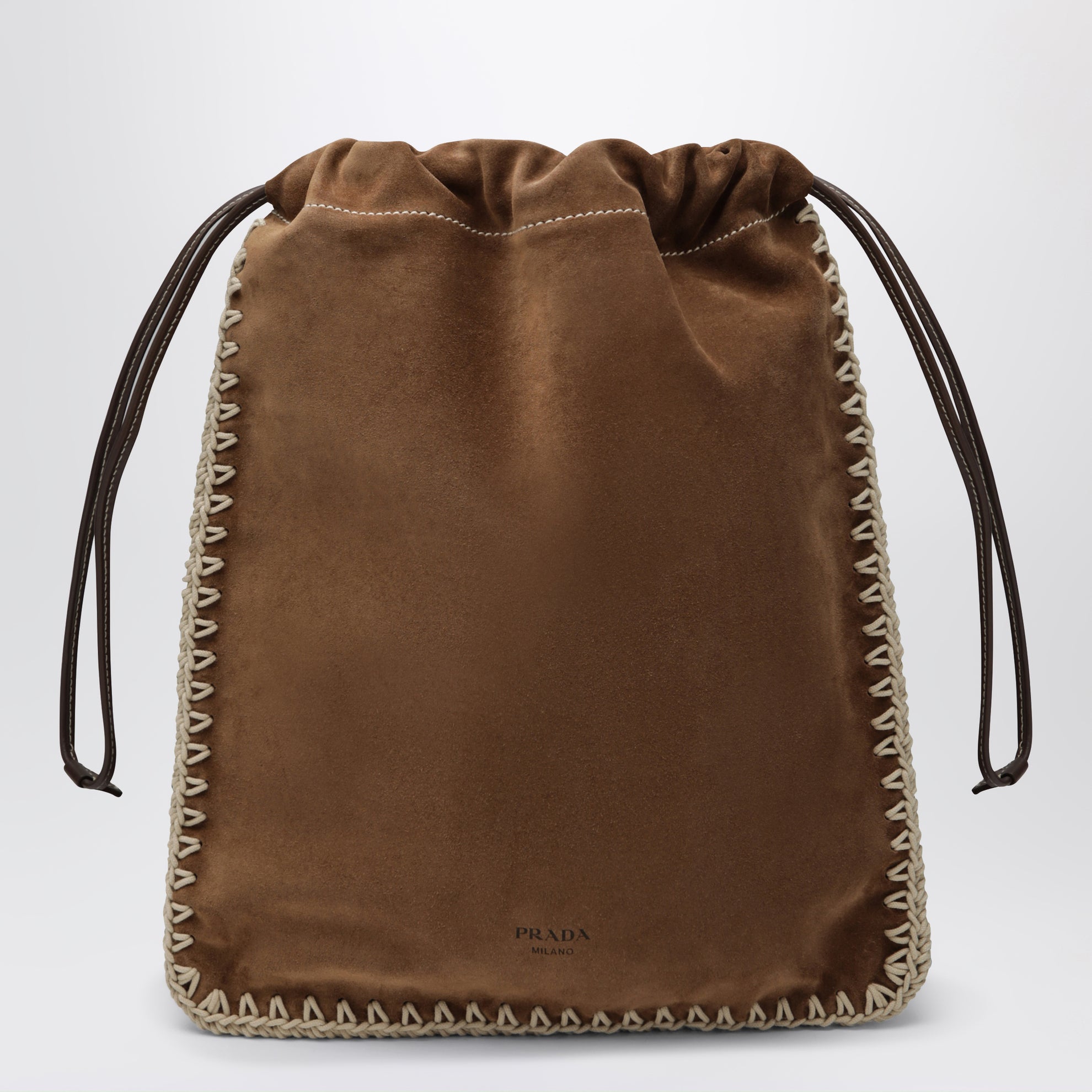Prada Wish pouch in cacao suede leather