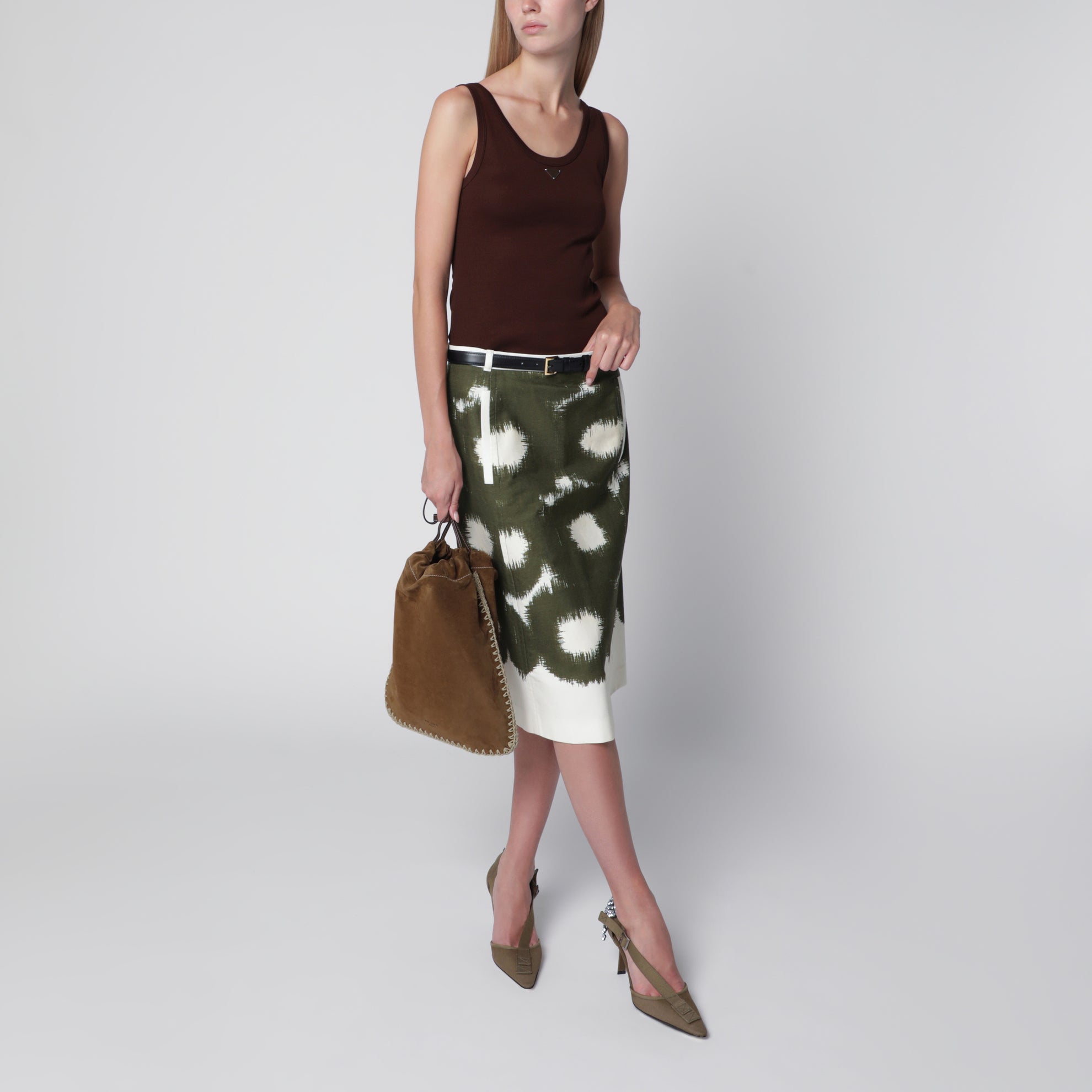 Prada Wish pouch in cacao suede leather