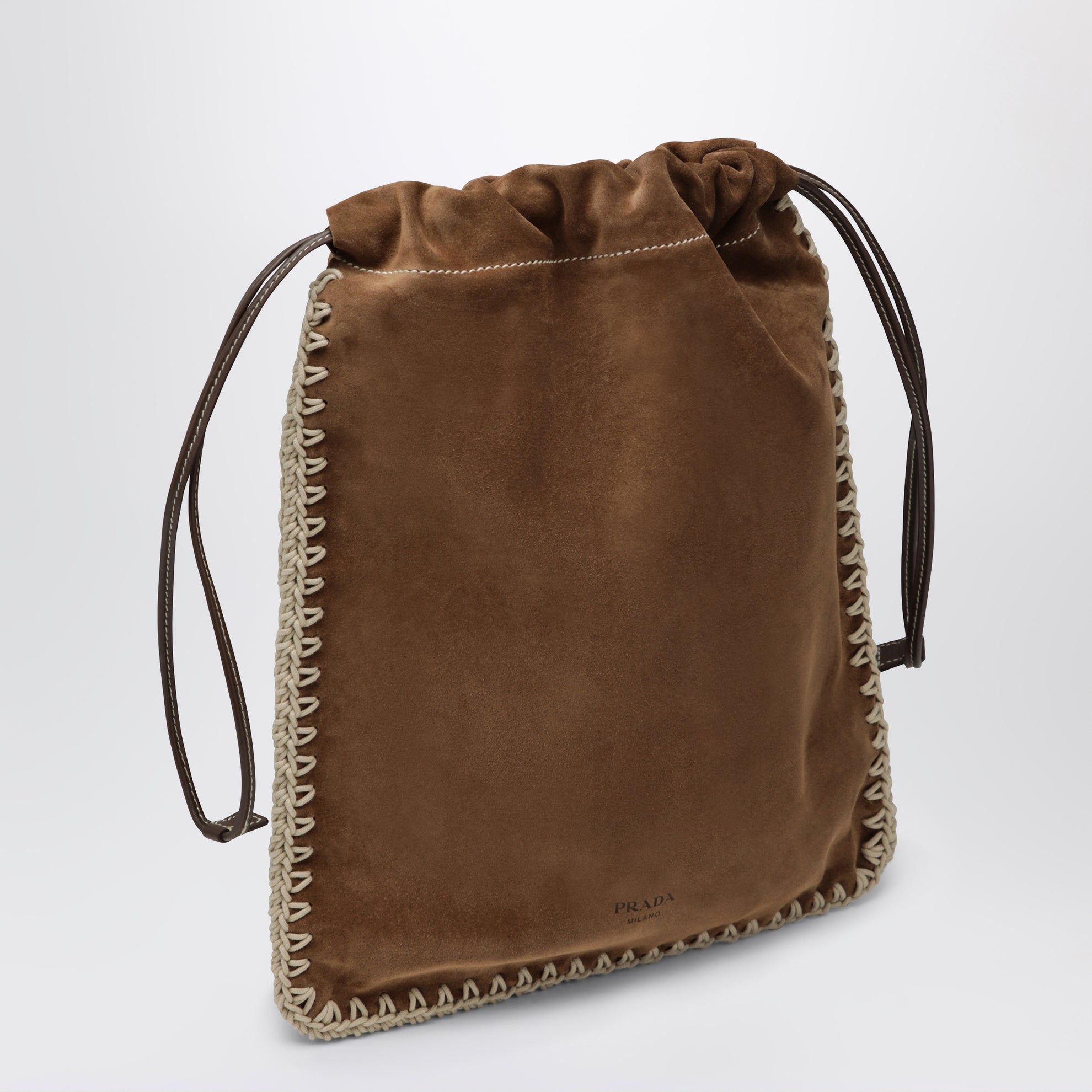 Prada Wish pouch in cacao suede leather