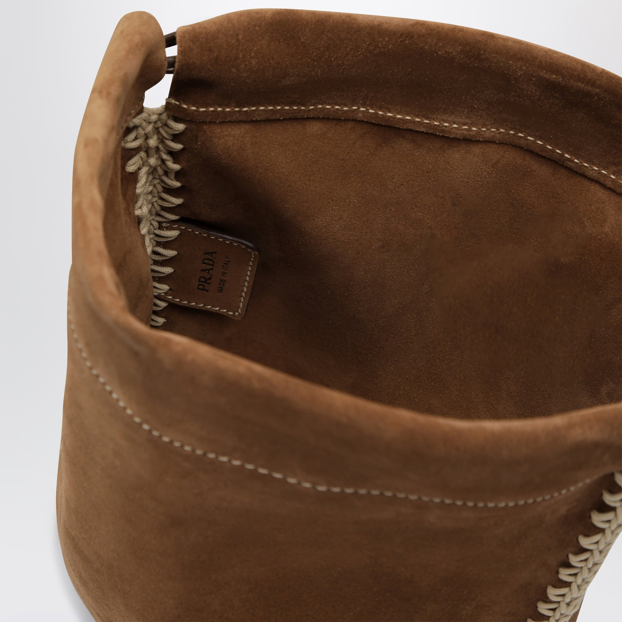 Prada Wish pouch in cacao suede leather