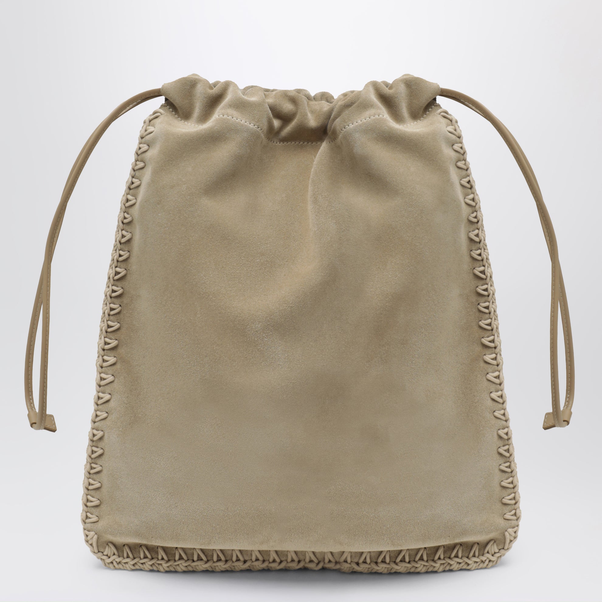 Pouch Prada Wish in pelle scamosciata color deserto