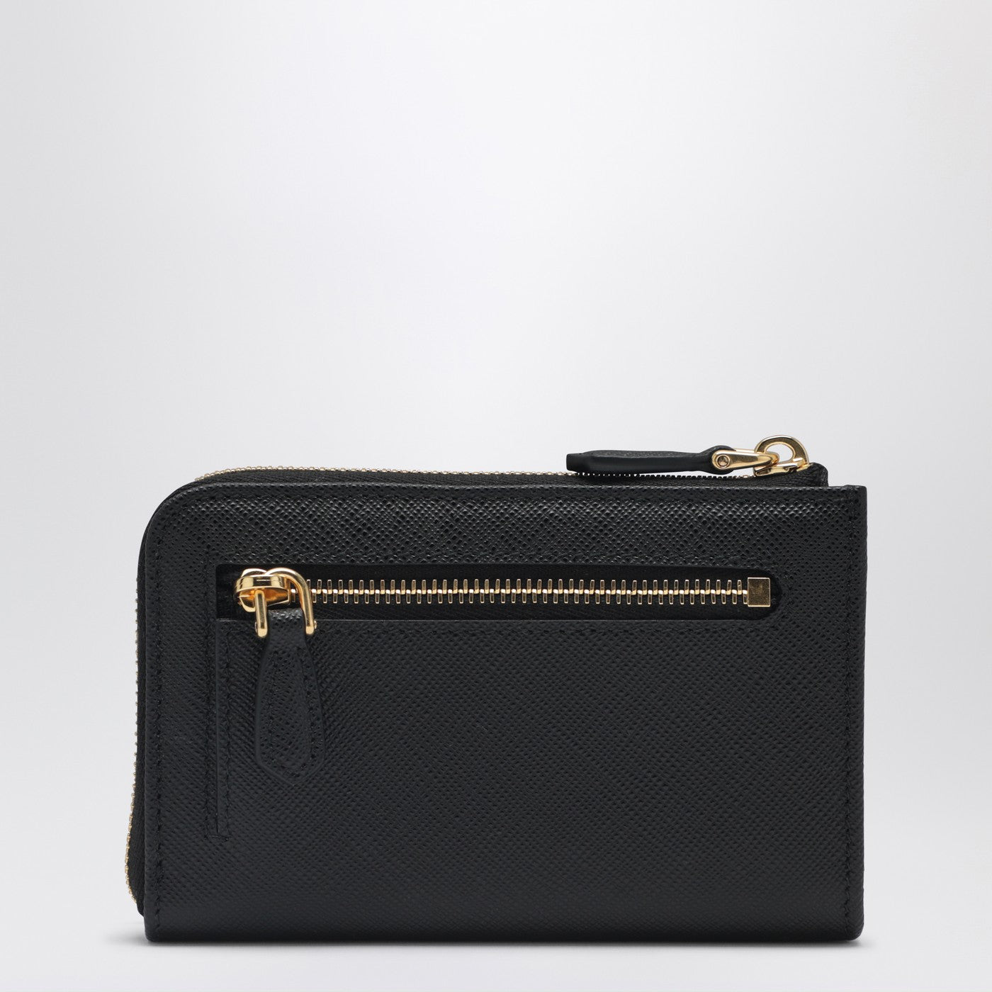 Black Saffiano leather zip key holder