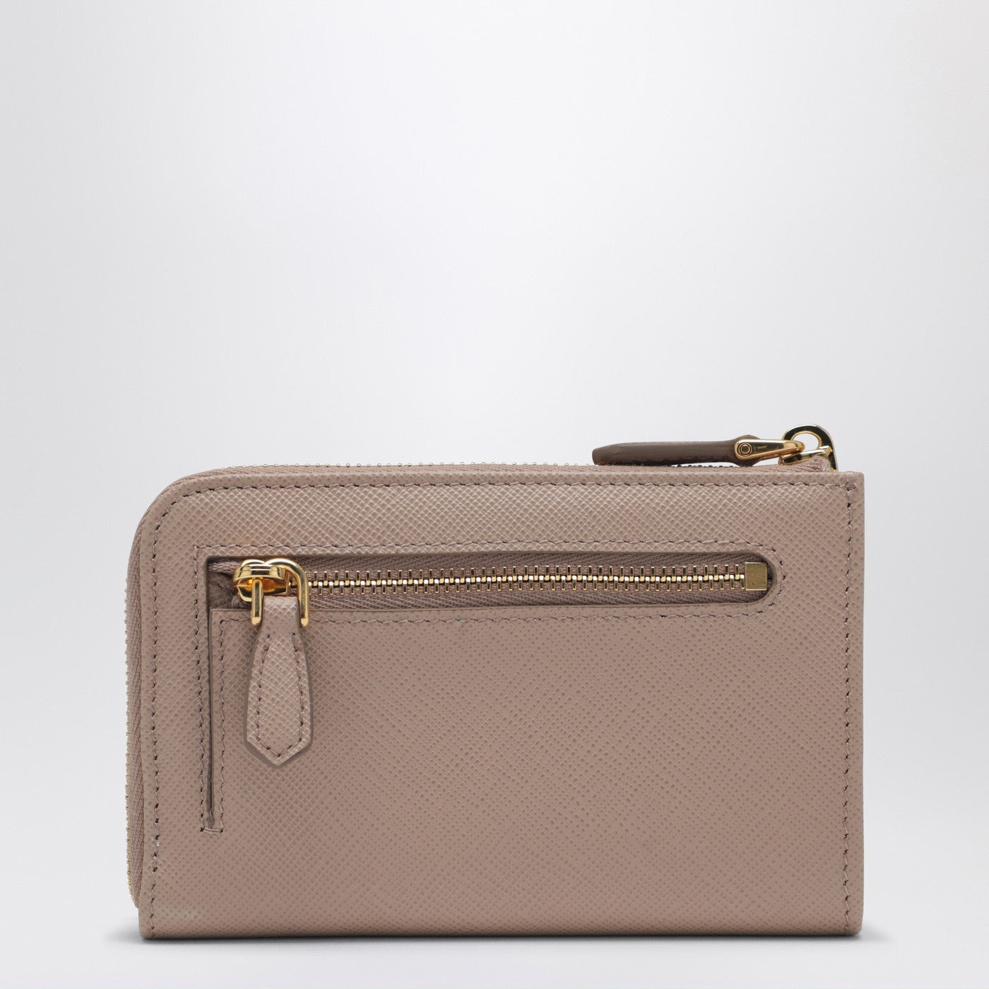 Portachiavi con zip color cipria in Saffiano