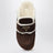 Brown suede and shearling clogs