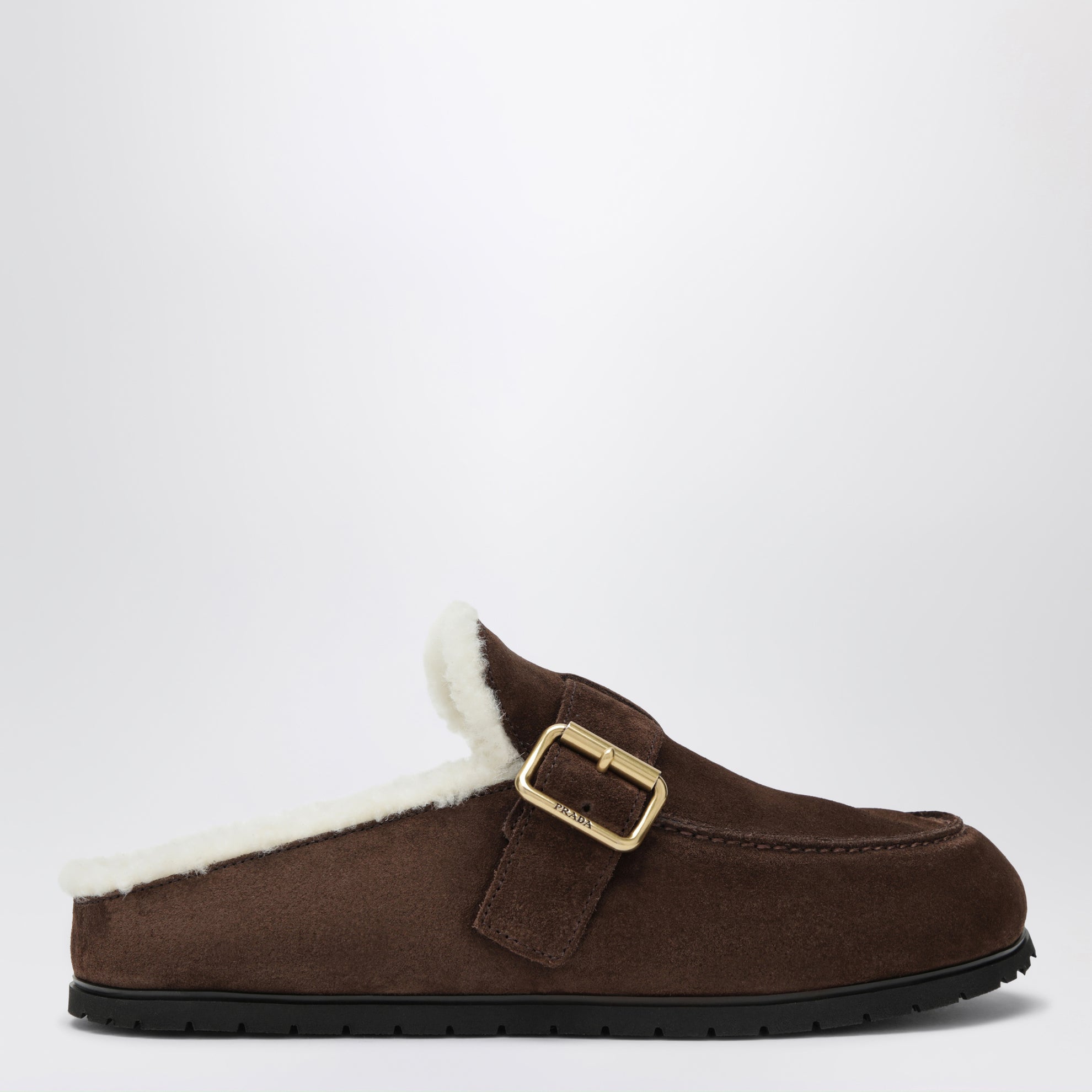 Clogs aus Moro-Veloursleder mit Shearling-Futter