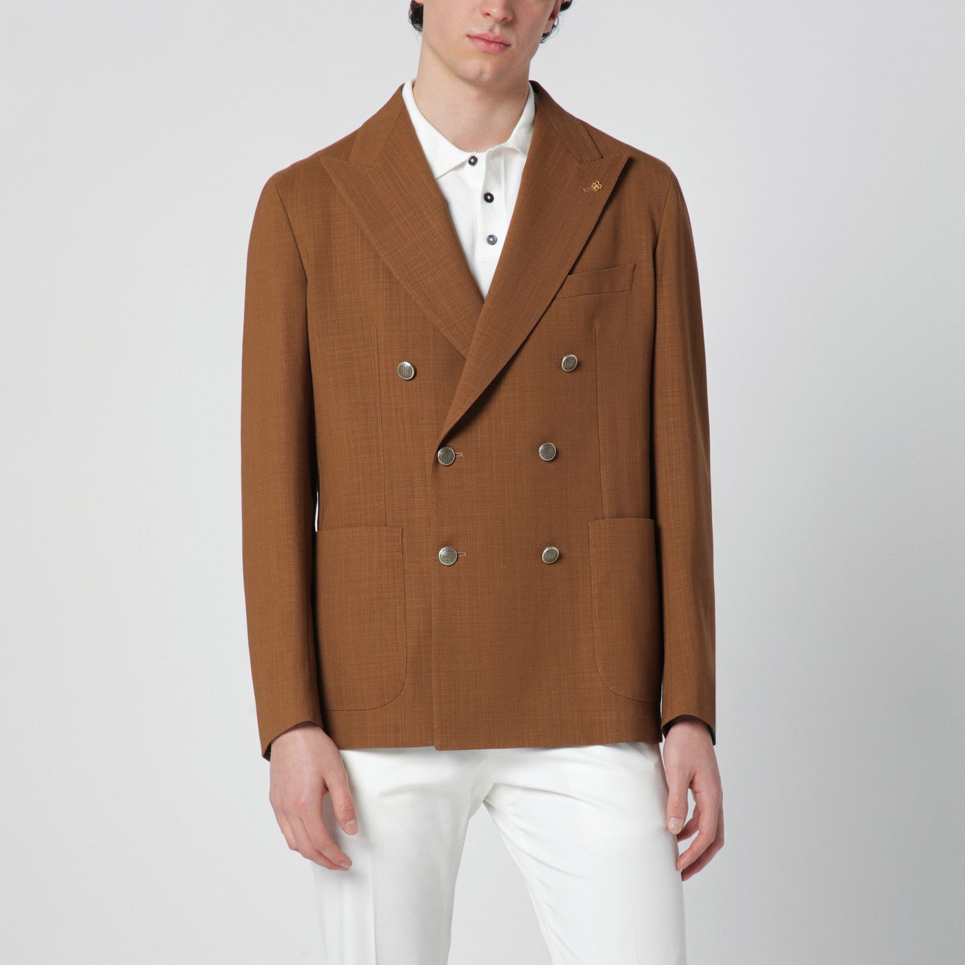 Tagliatore Caramel double-breasted wool jacket | TheDoubleF