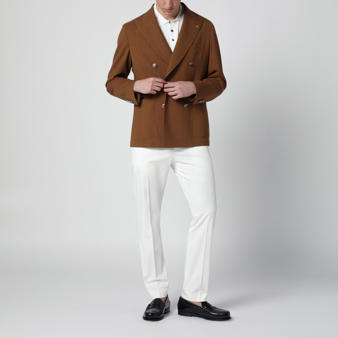Tagliatore Caramel double-breasted wool jacket | TheDoubleF