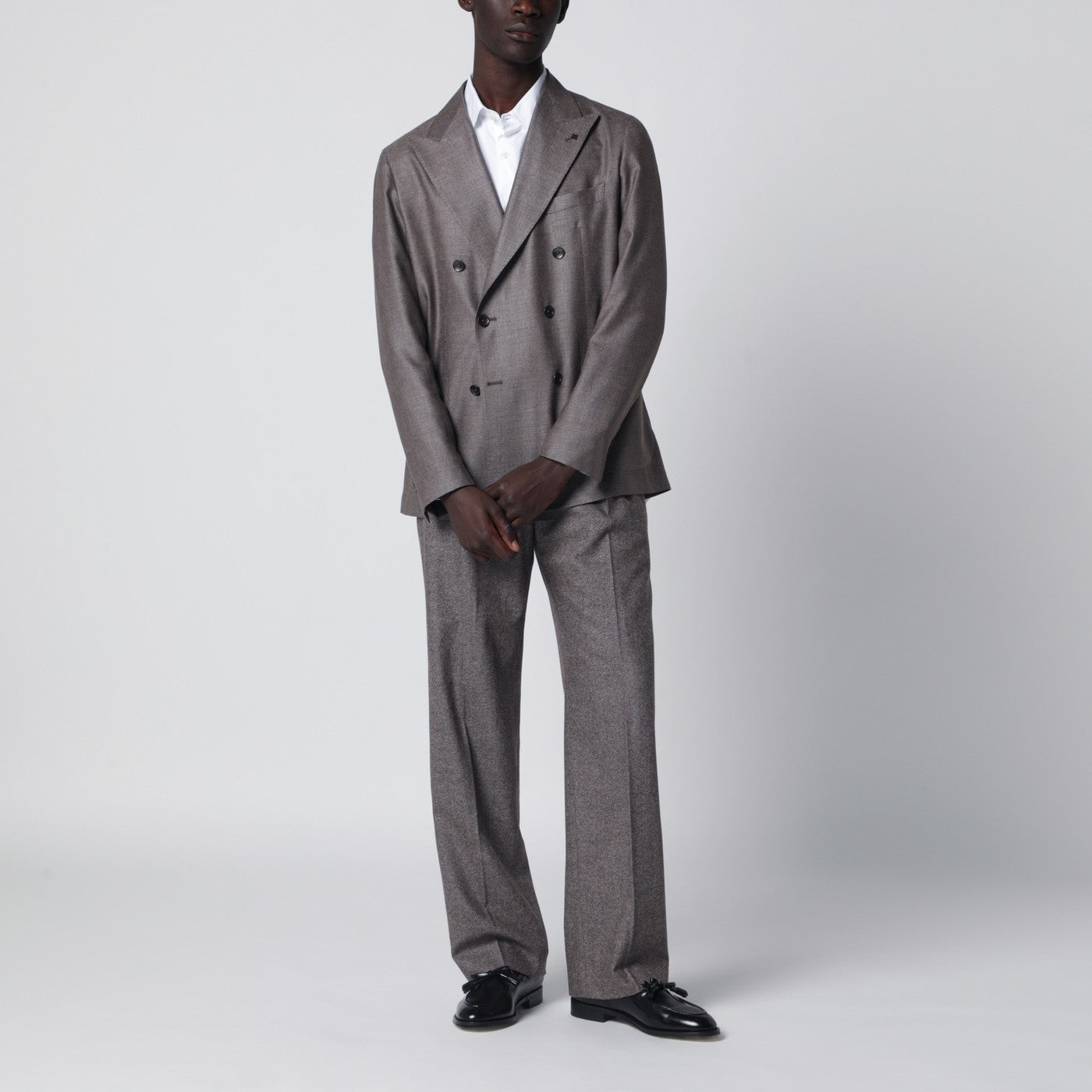 Grey silk and wool double-breasted jacket