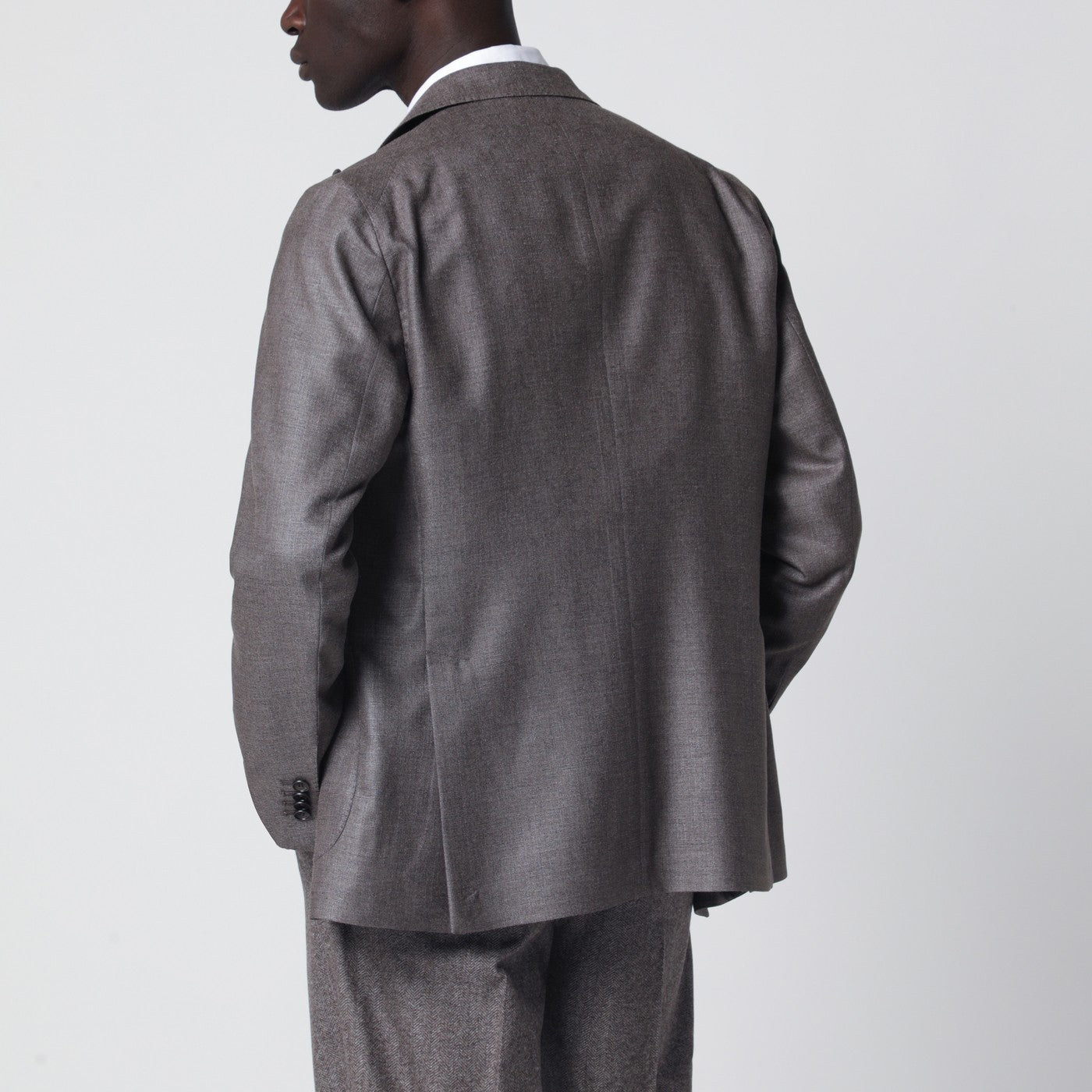 Grey silk and wool double-breasted jacket