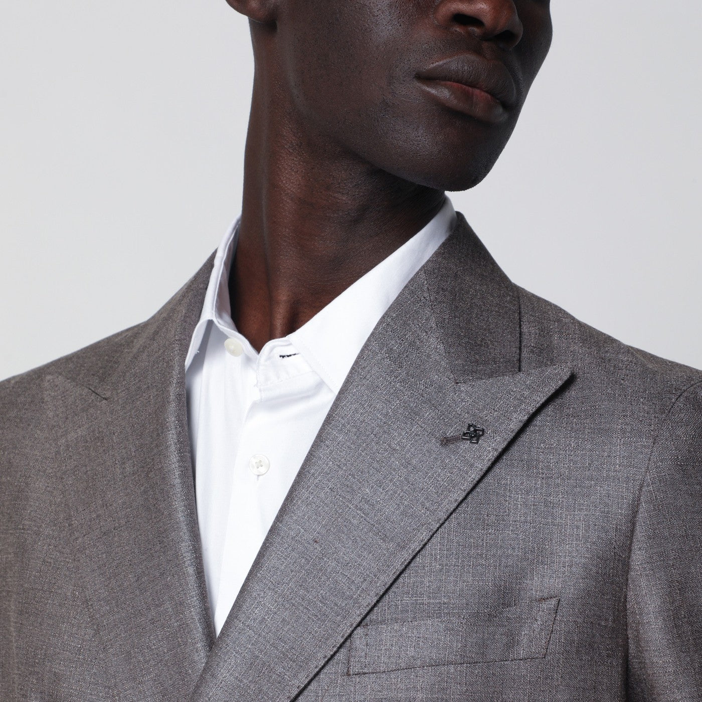 Grey silk and wool double-breasted jacket