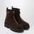 Tronchetti color moro in pelle scamosciata con zip